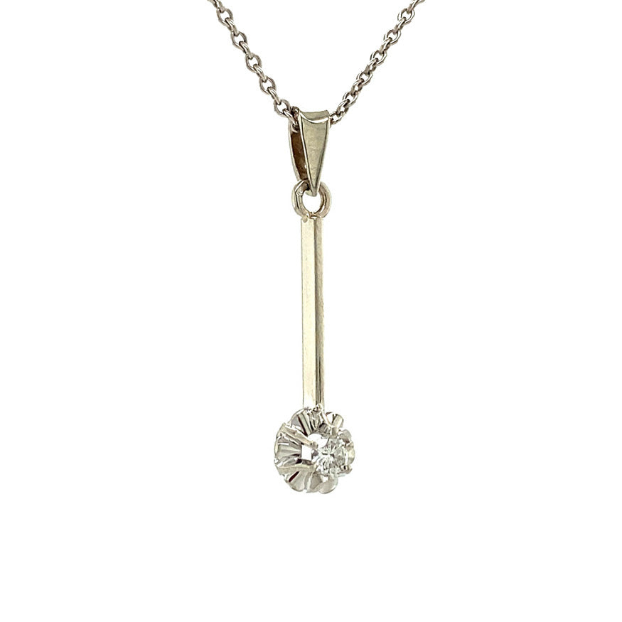 White gold pendant with diamond 14 kt