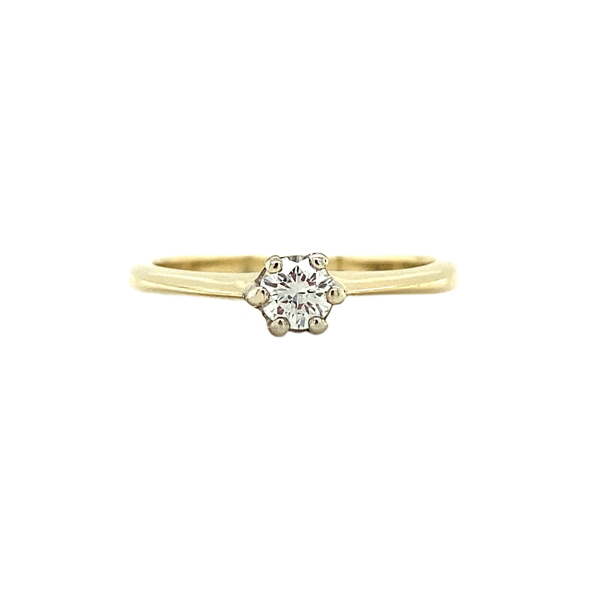Gold solitaire ring with diamond 14 kt