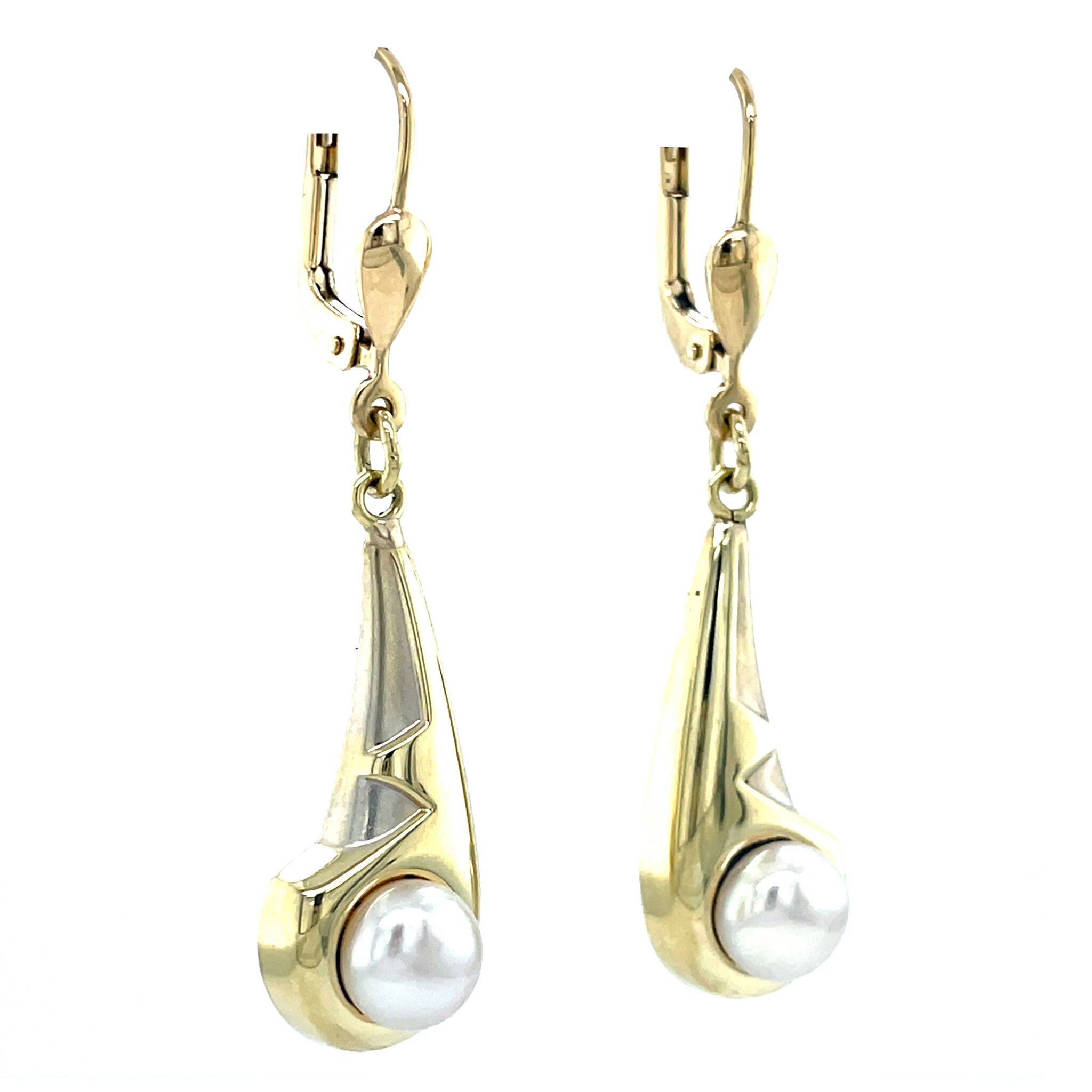 Gold earrings with pearl 14 karat