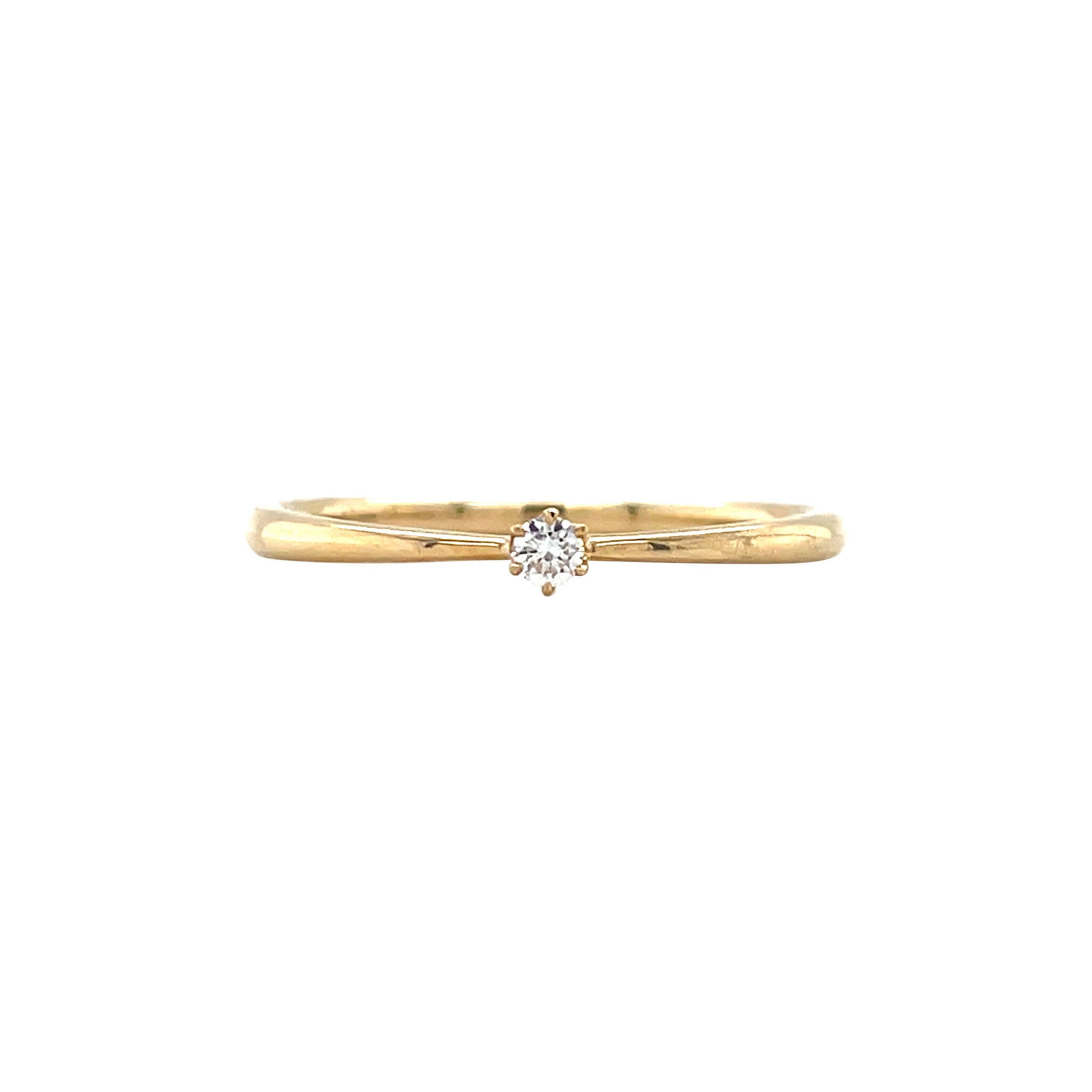 Gold solitaire ring with diamond 14 kt
