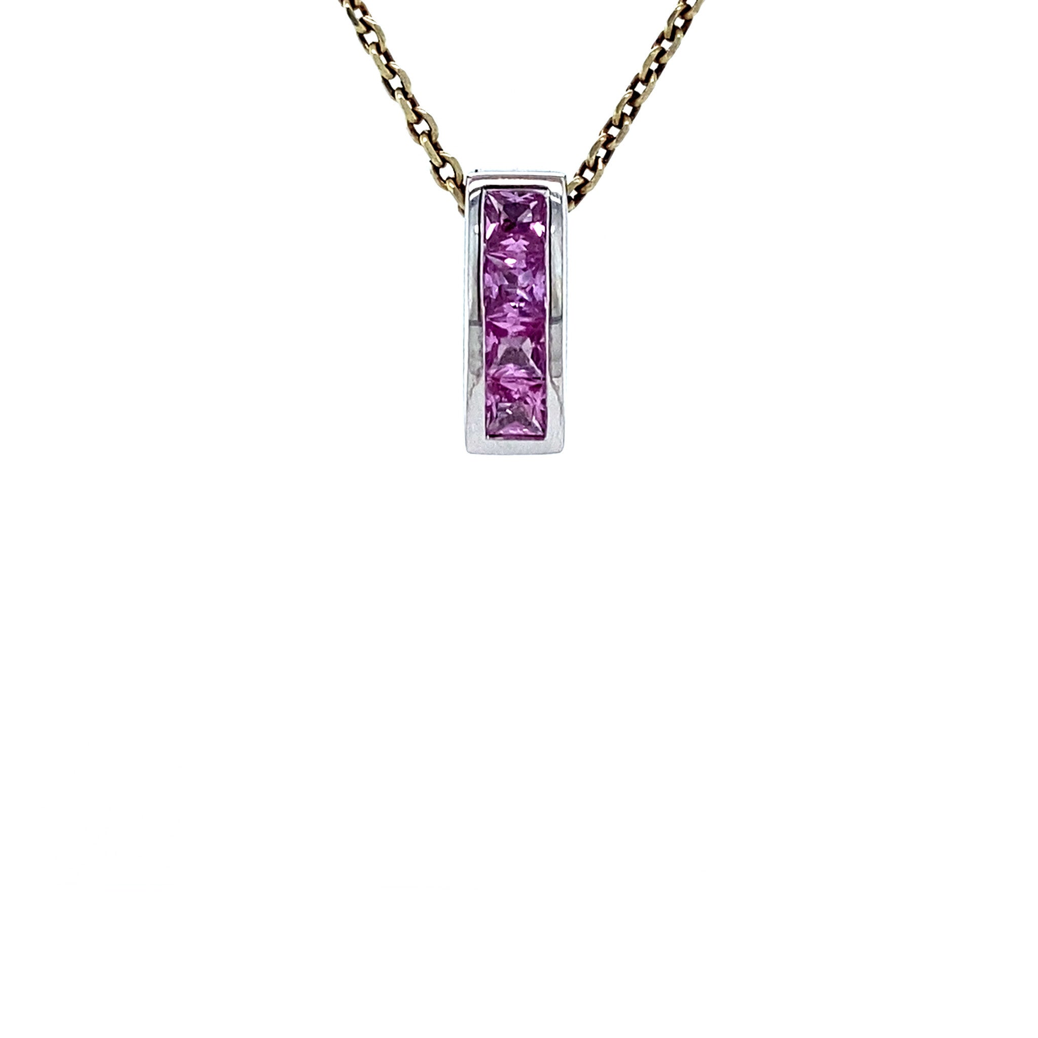 White gold clip pendant with pink sapphire 18 karat