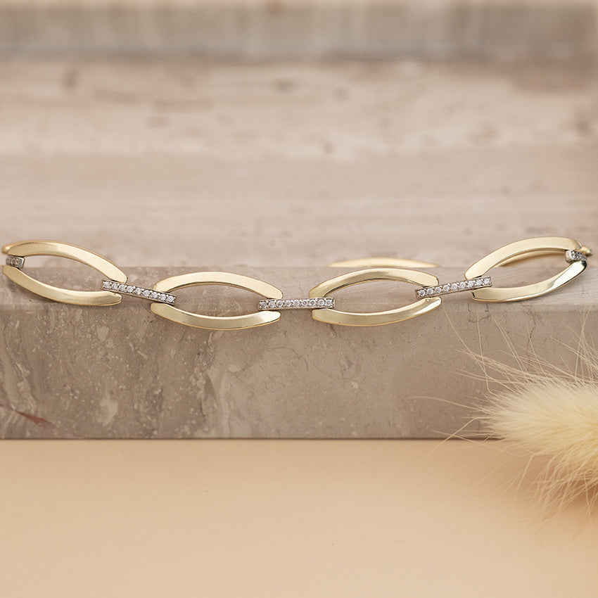 Gold bracelet with zirconia 19.5 cm 14 karat