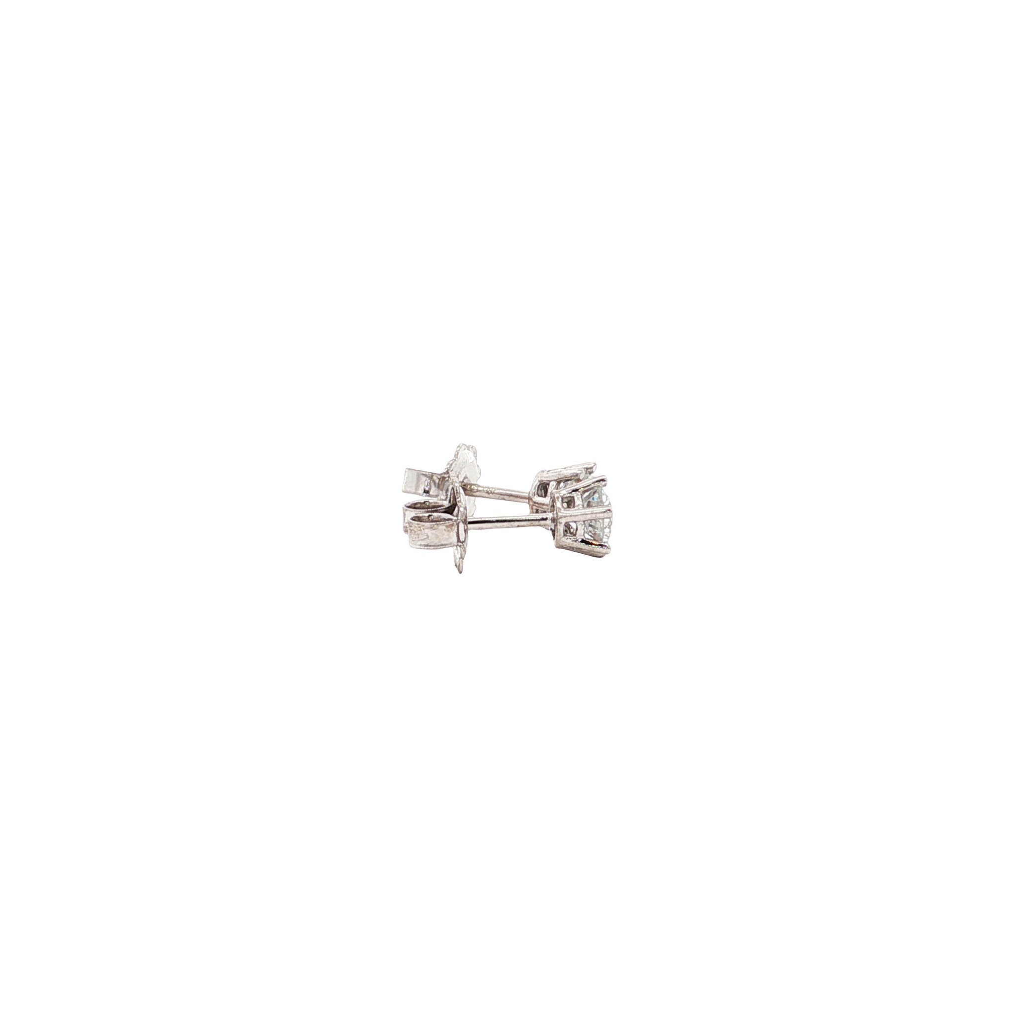 White gold solitaire stud earrings with diamond 14 karat* new