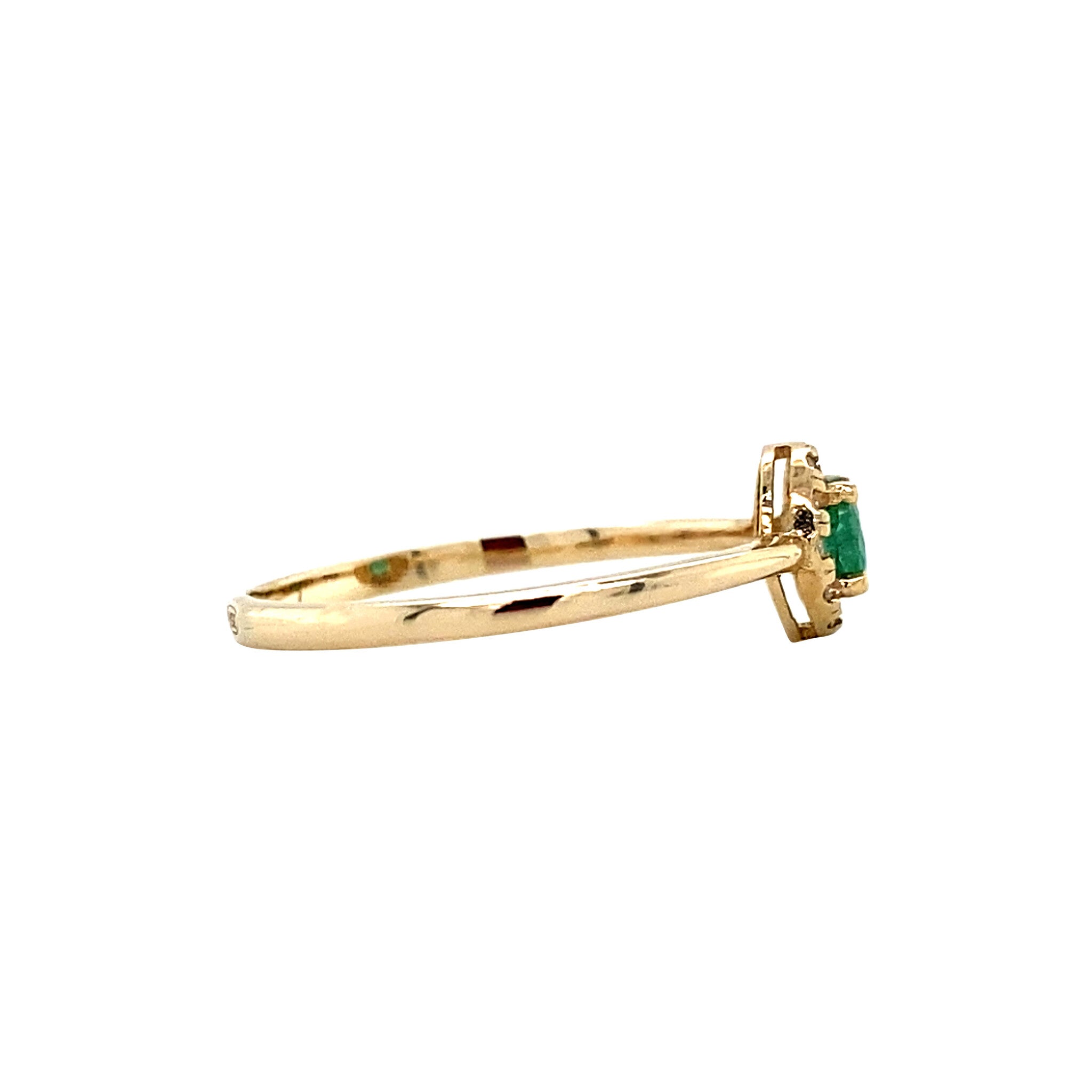 14 karat gold cluster ring with emerald and diamond new