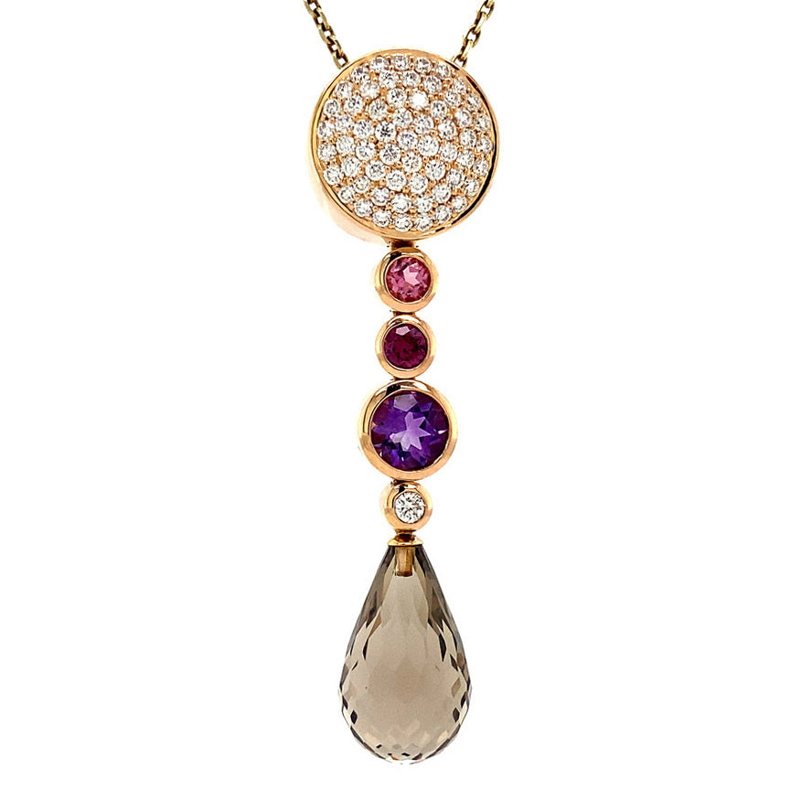 Rose gold Bigli pendant with diamond and gemstone 18 kt