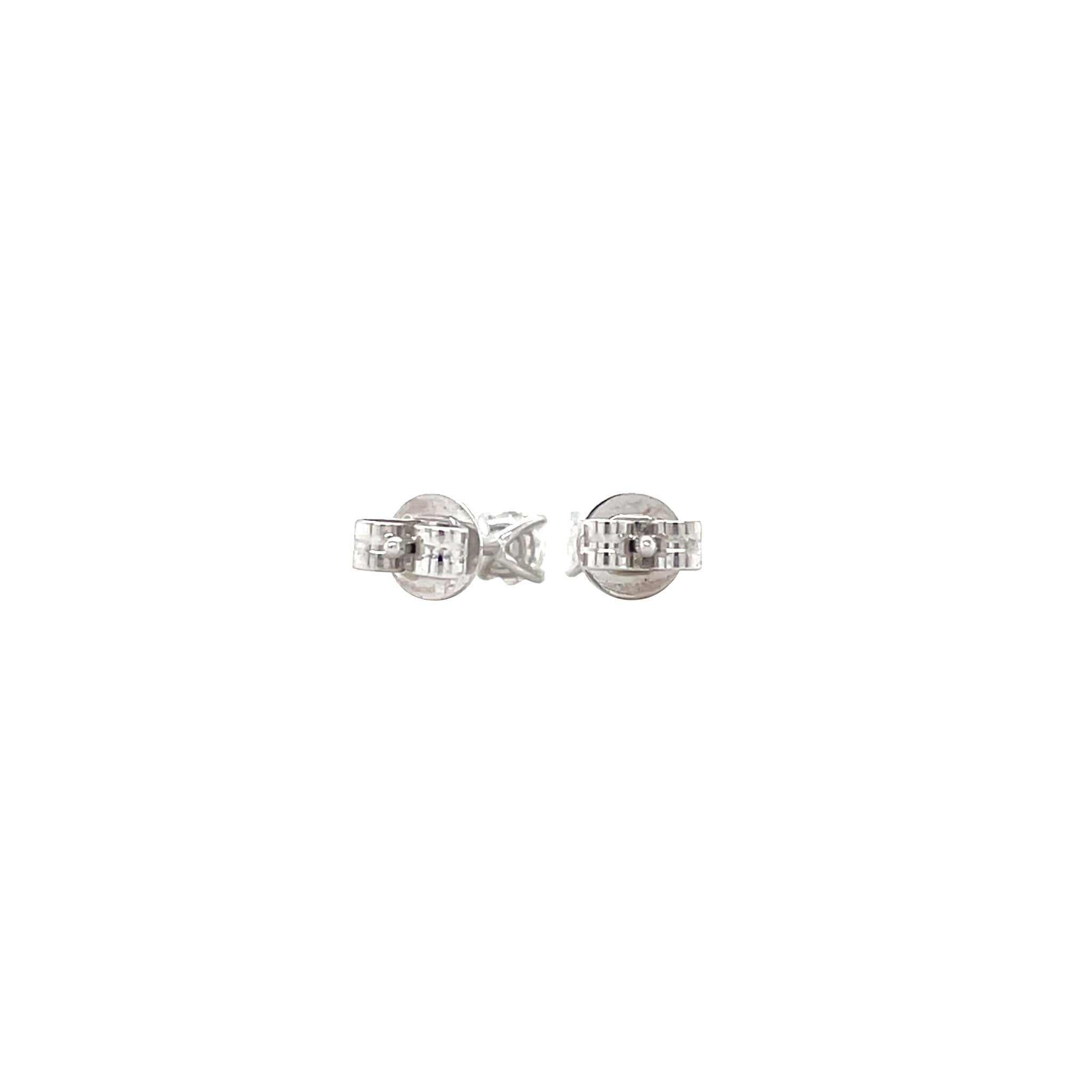 White gold solitaire stud earrings with diamond 14 kt