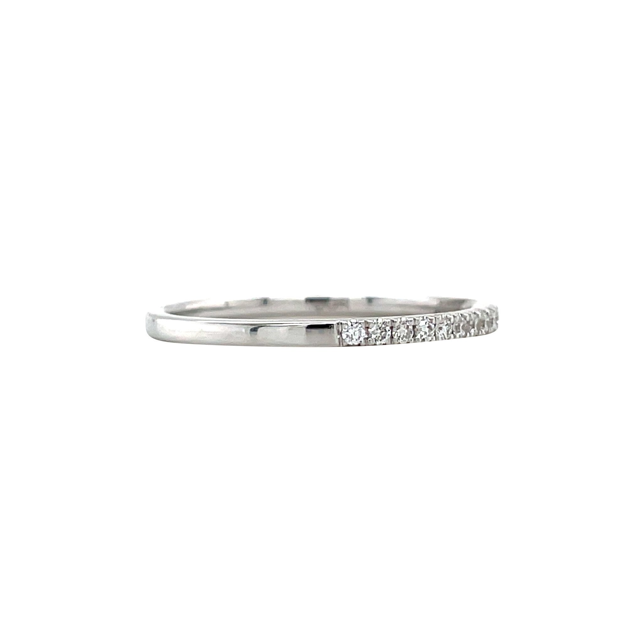White gold row ring with diamond 14 kt