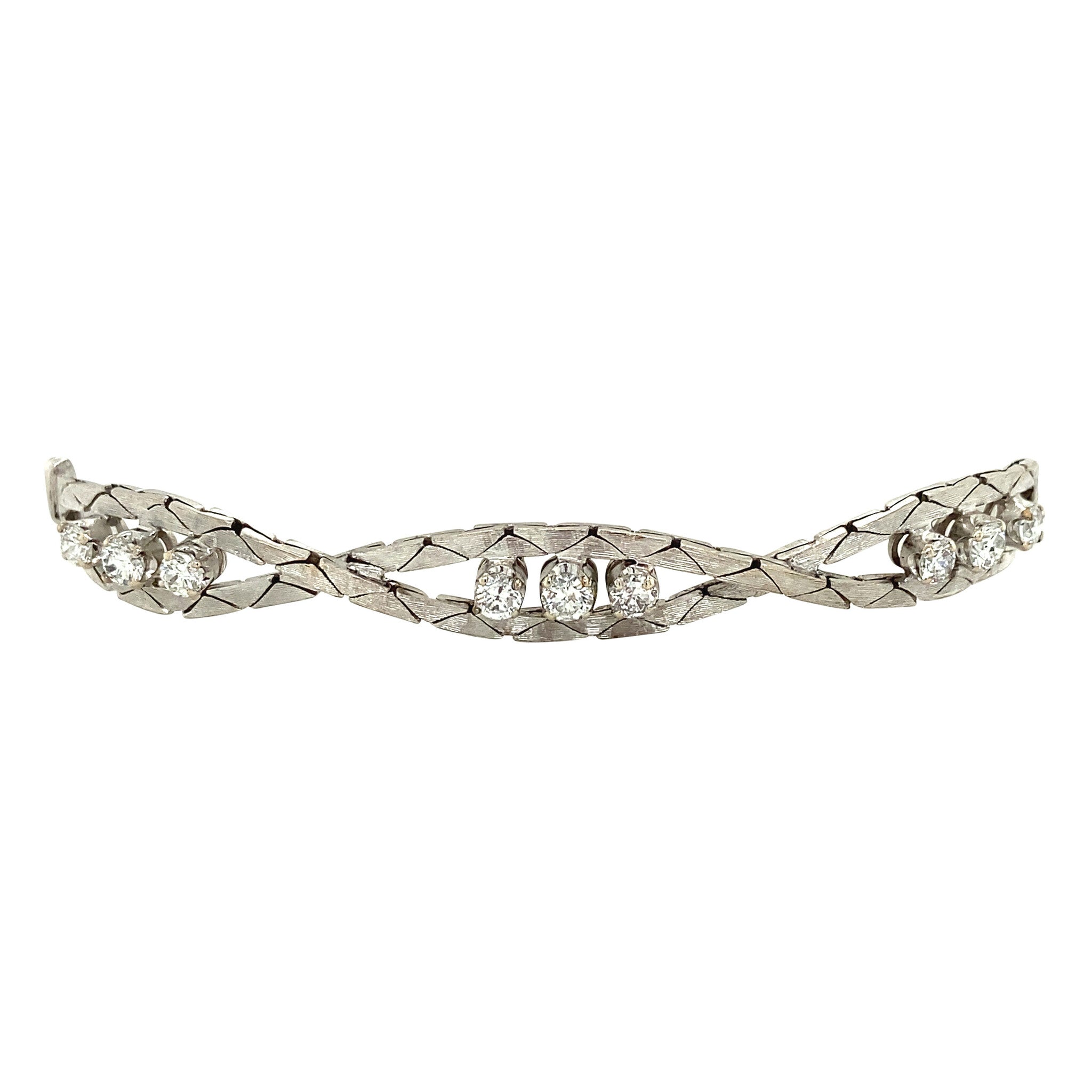 White gold bracelet with diamond 14 kt