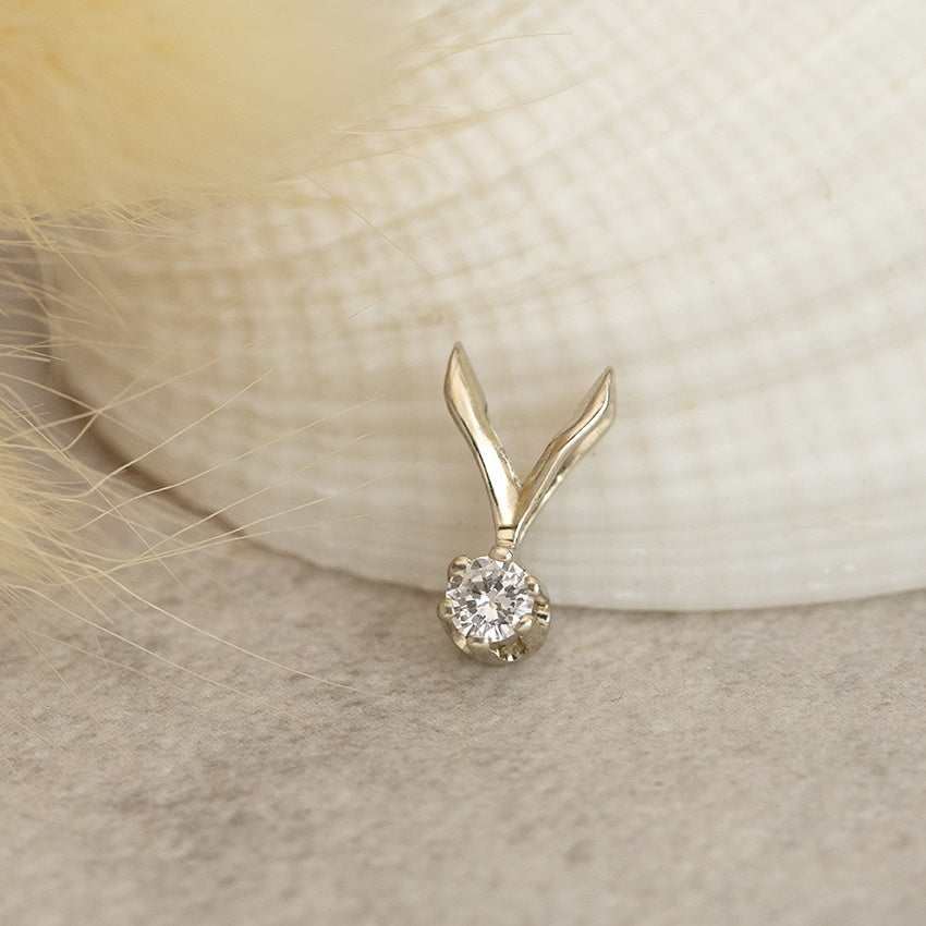 Witgouden hanger met diamant 14 karaat