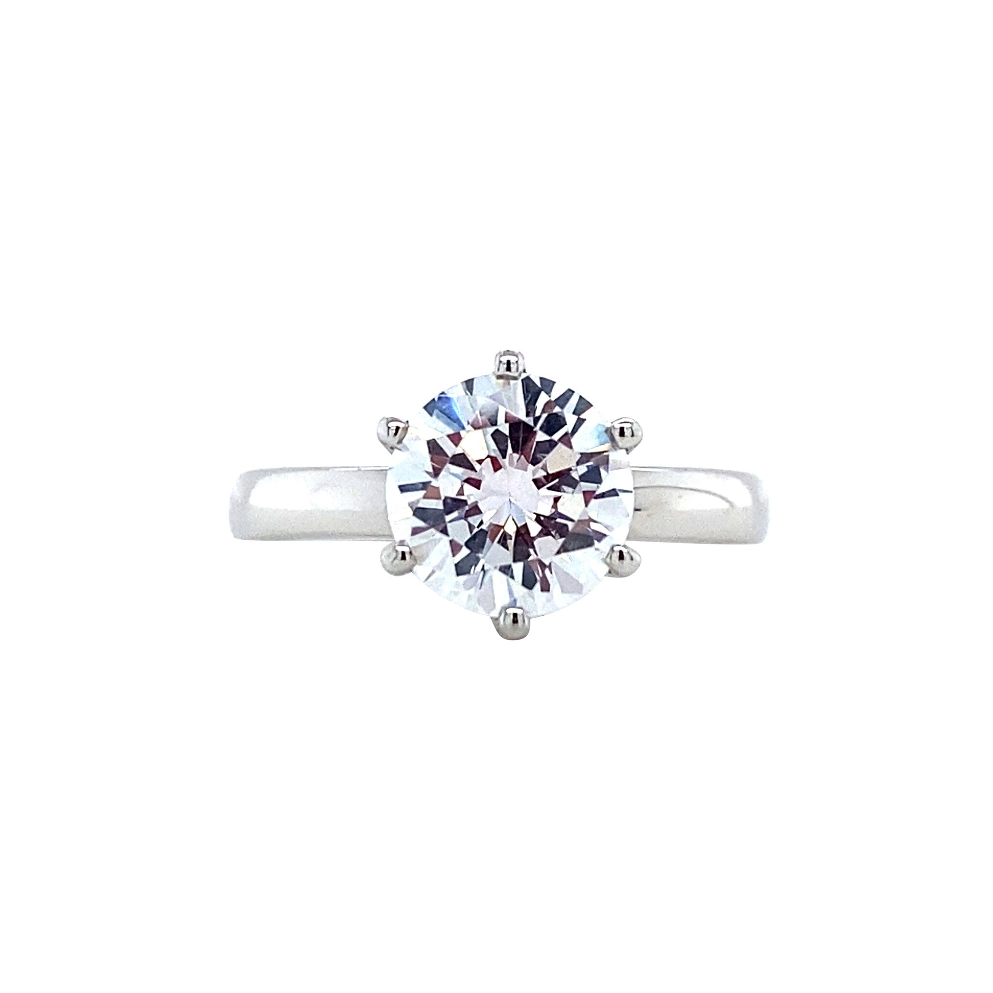 White gold solitaire ring with zirconia 14 karat