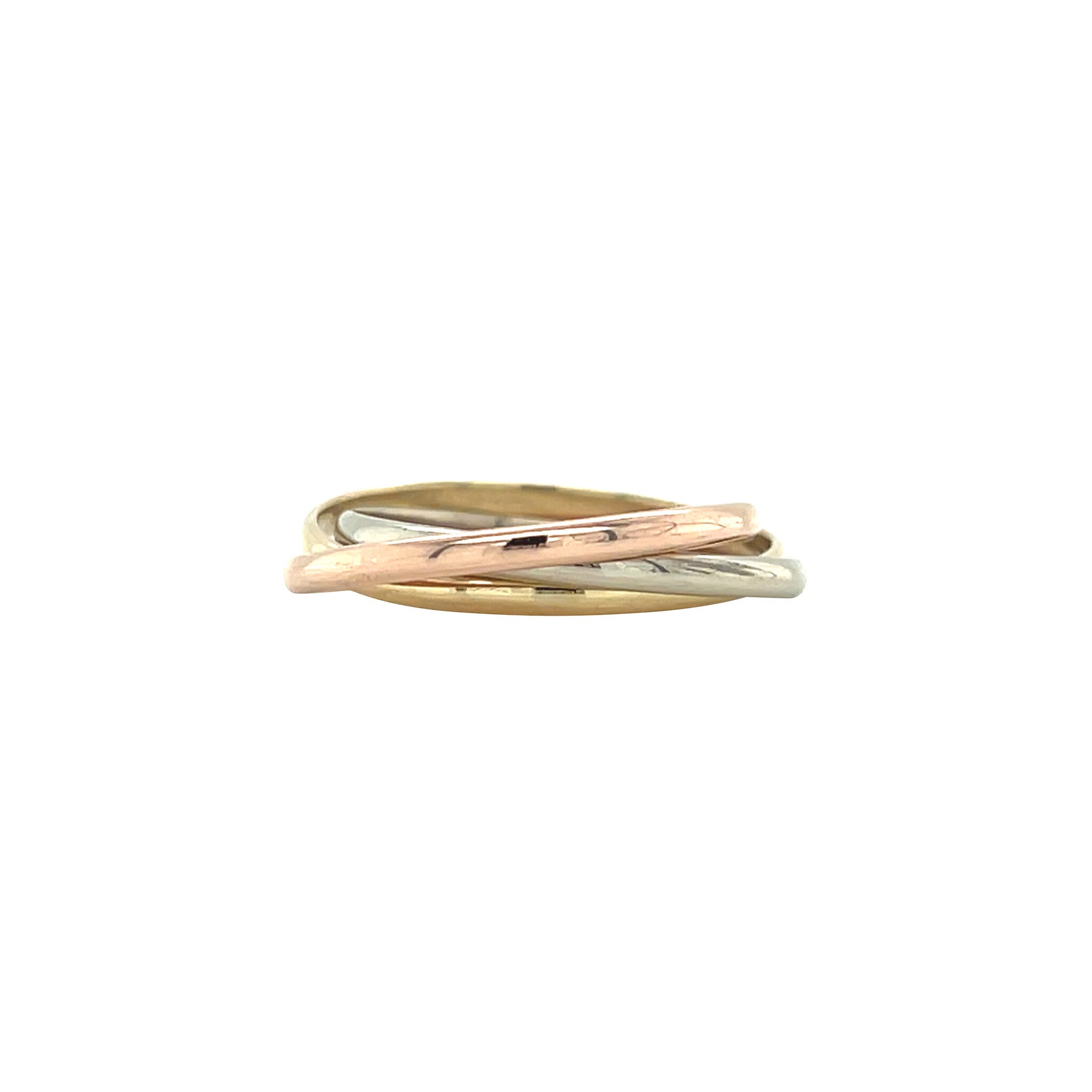 Tricolour gold trinity ring 14 karat