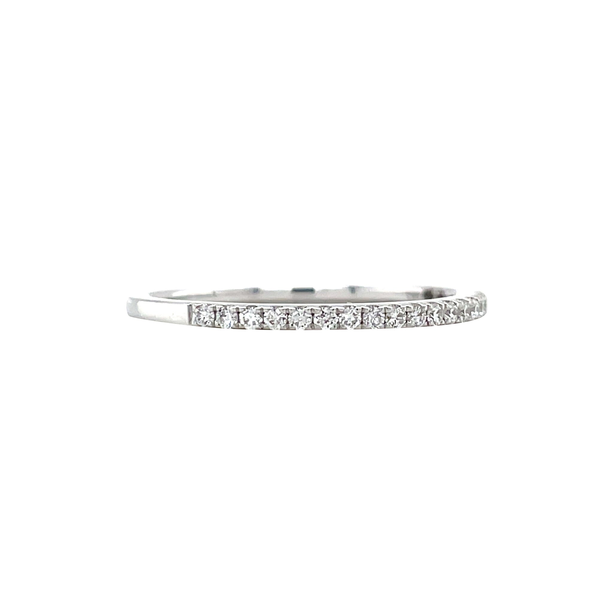 White gold row ring with diamond 14 kt