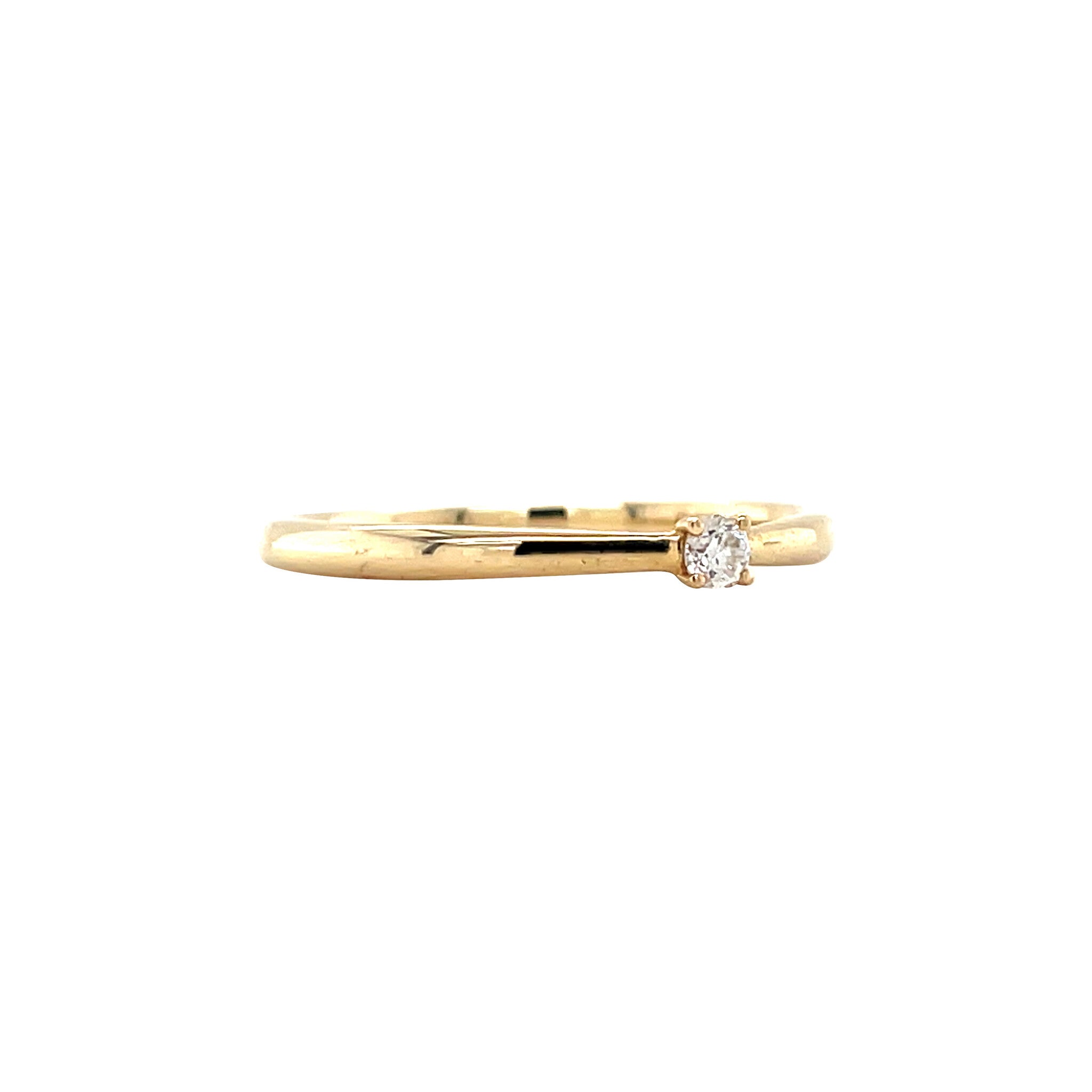 Gold solitaire ring with diamond 14 kt