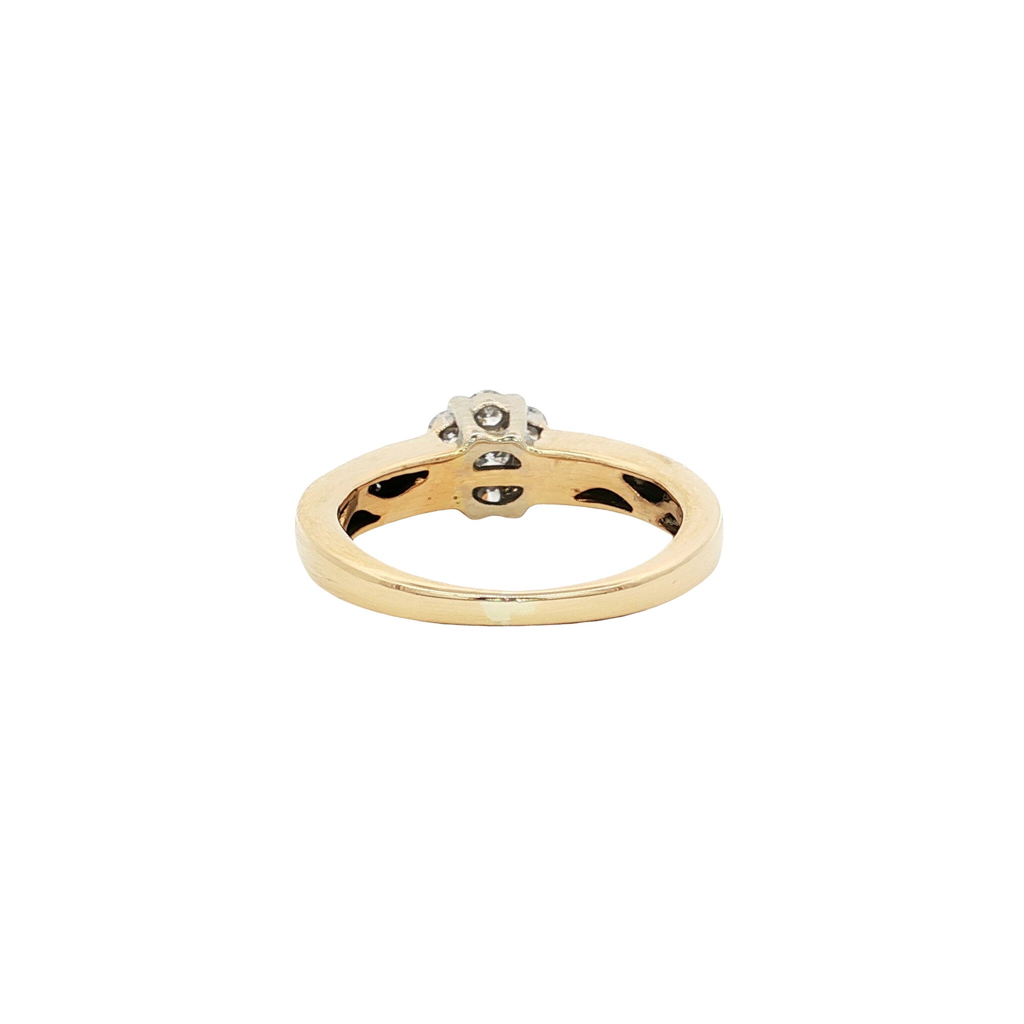 Gold rosette ring with diamond 14 karat