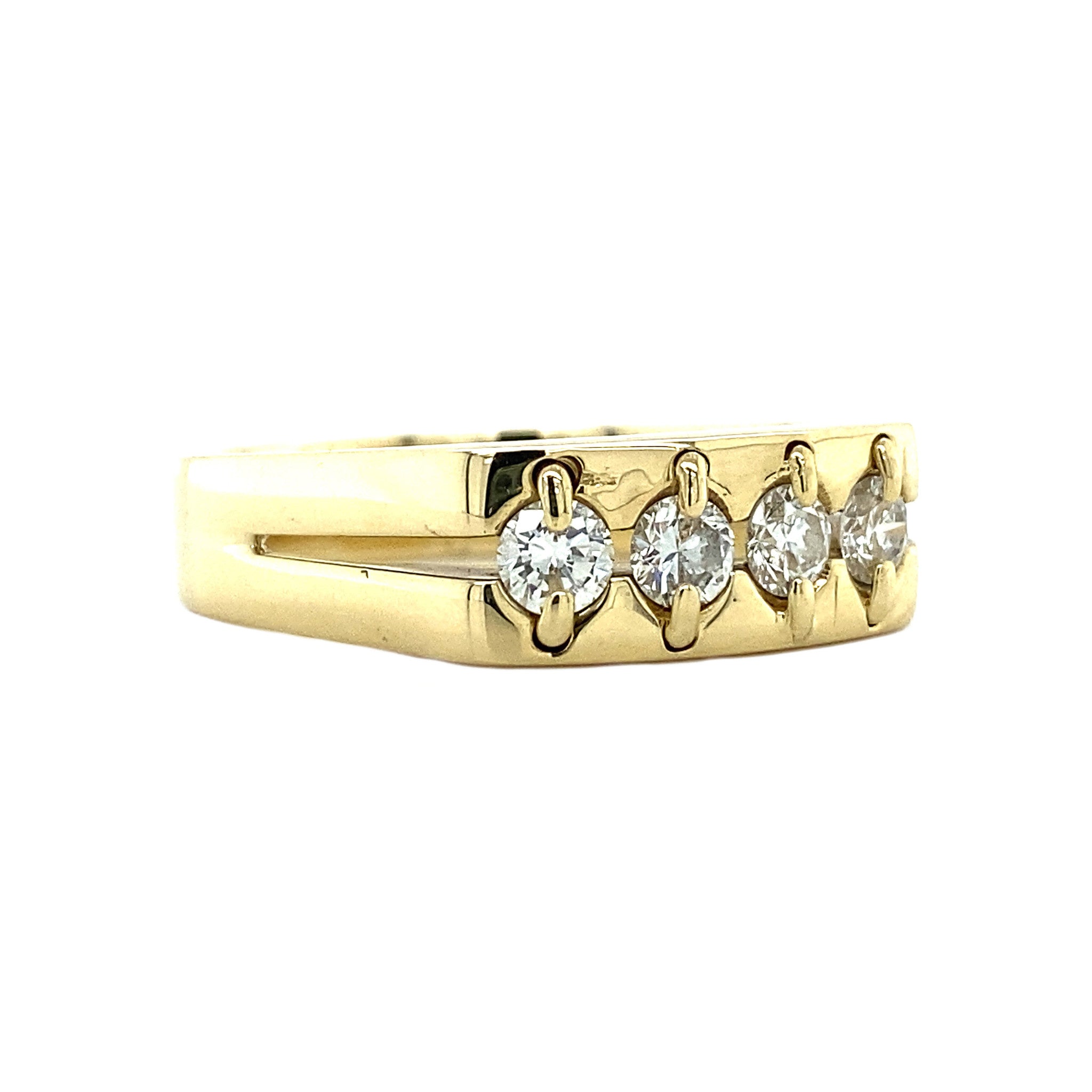 Gold men's ring with diamond 14 kt