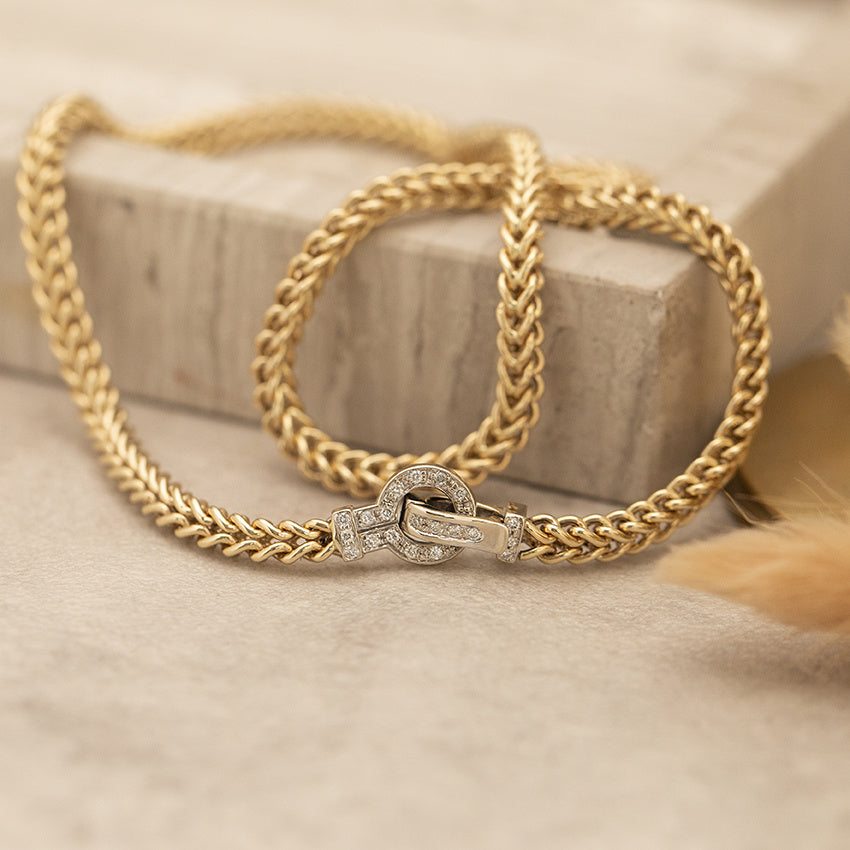 Gold choker with diamond 44.5 cm 14 karat