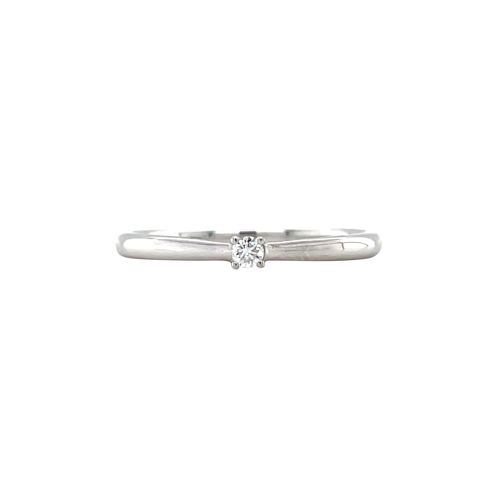 White gold solitaire ring with diamond 14 kt