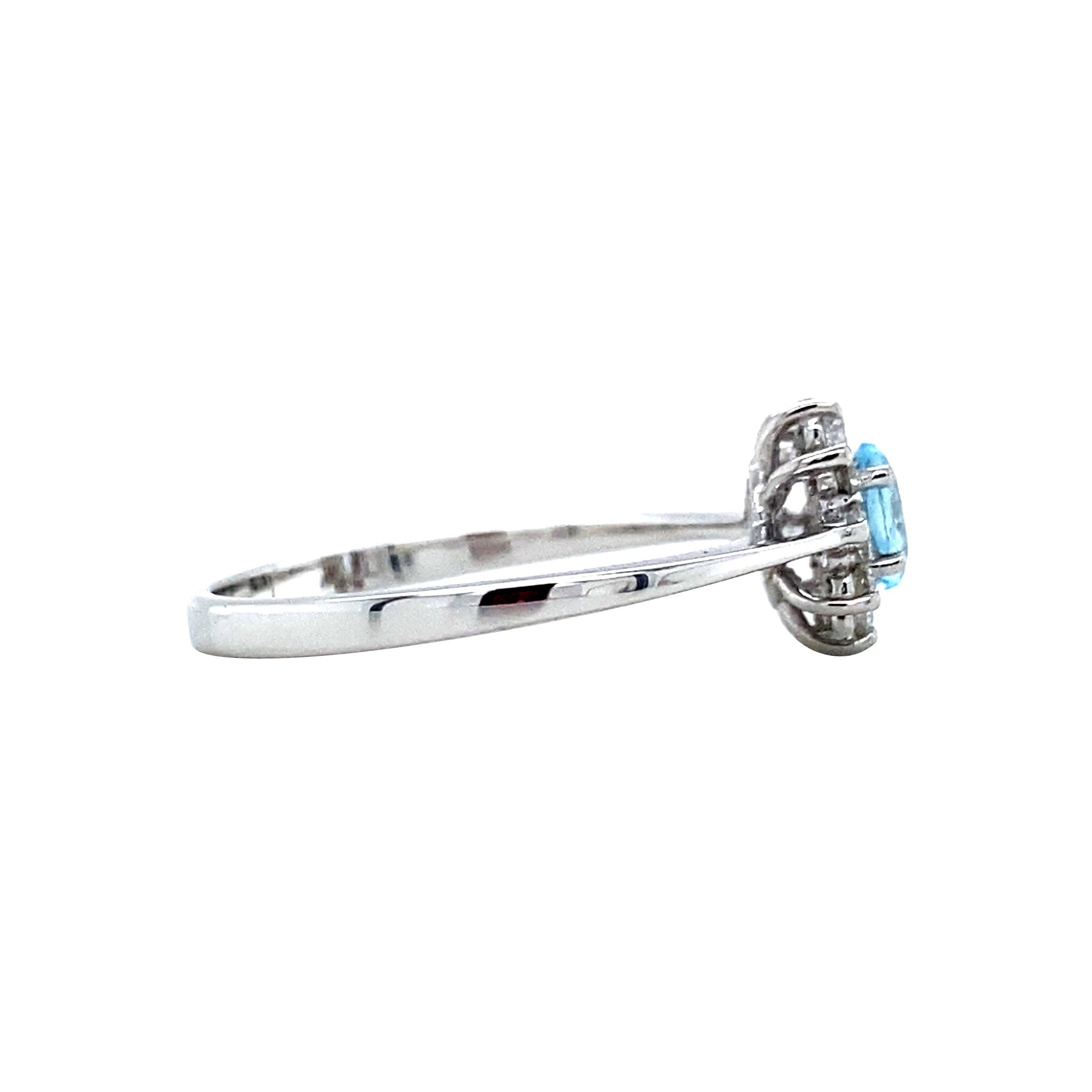 Witgouden entourage ring met diamant en topaas 14 karaat* Nieuw