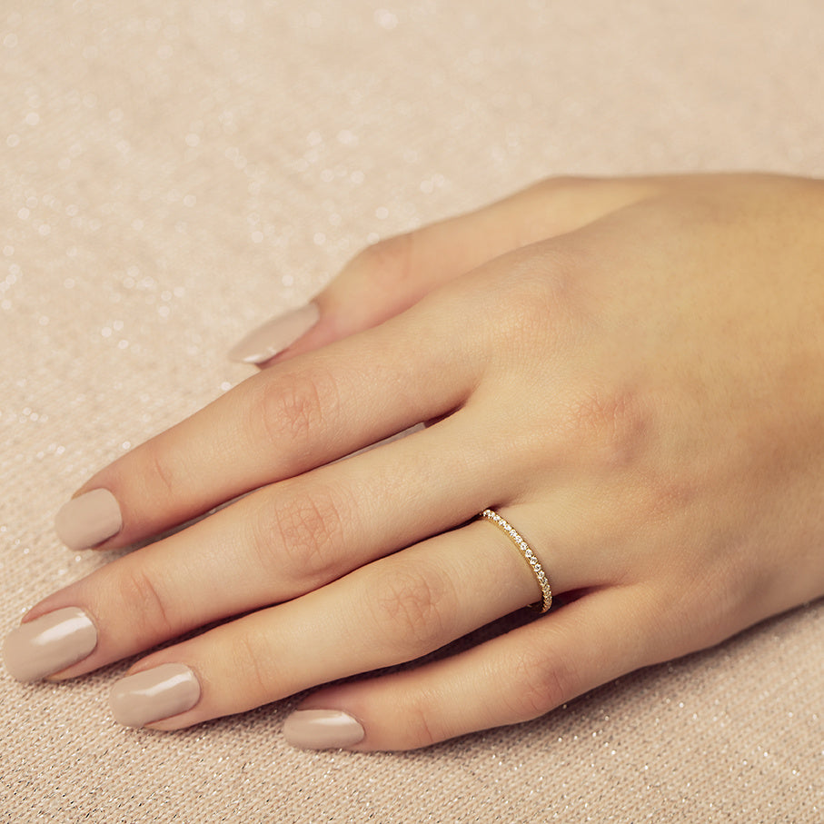 Gold row ring with diamond 14 kt