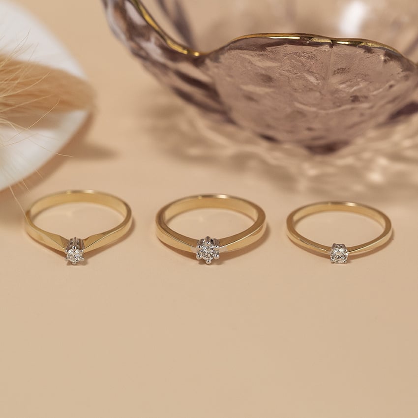 Gold solitaire ring with diamond 14 karat* new