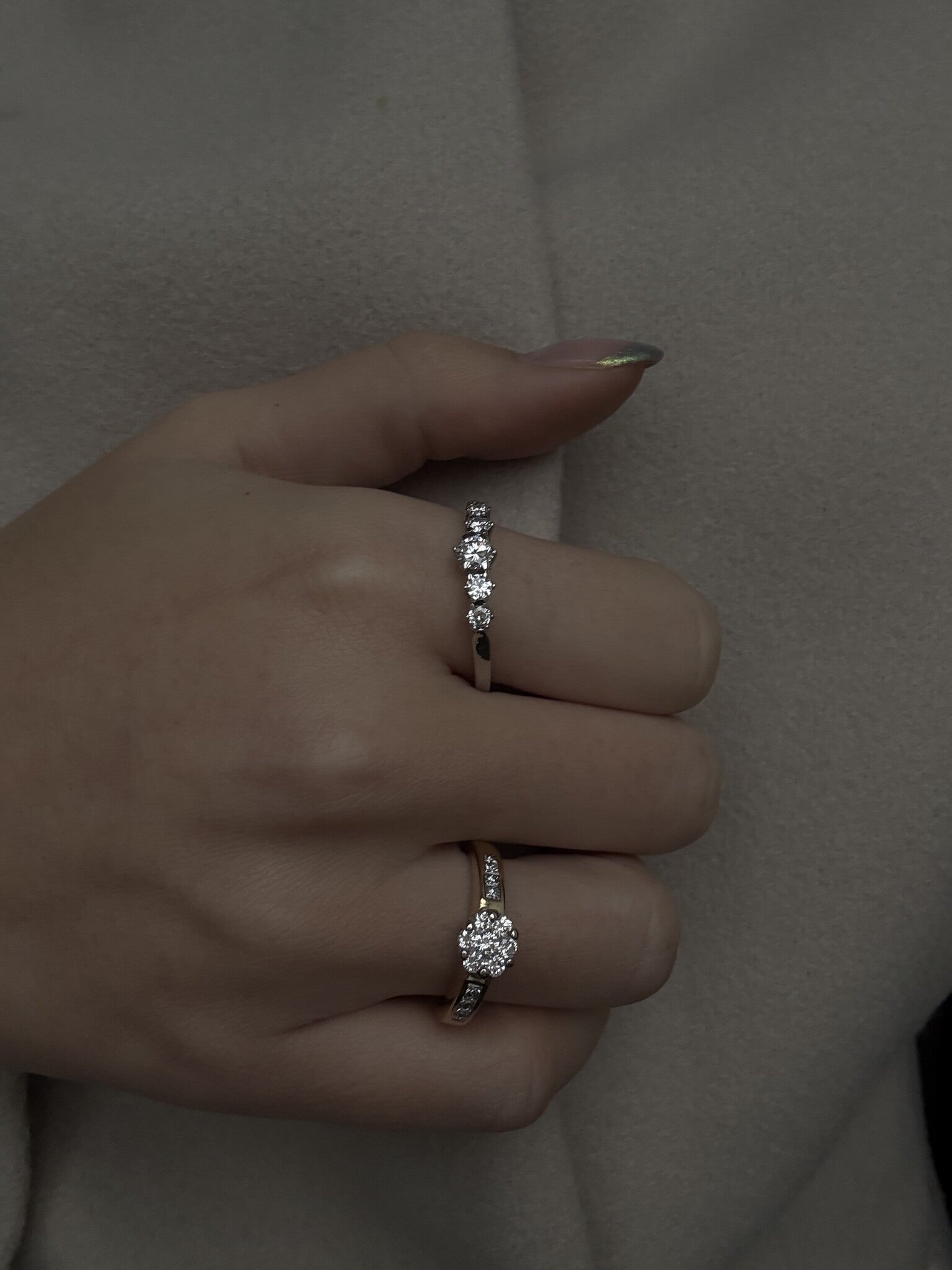 White gold ring with diamond 14 karat