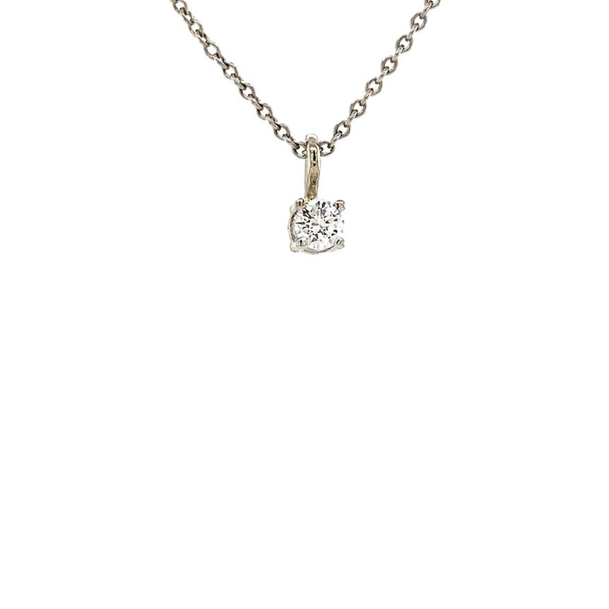 White gold solitaire pendant with diamond 14 kt