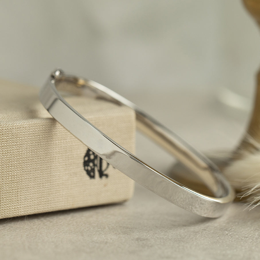 White gold smooth bangle 14 karat