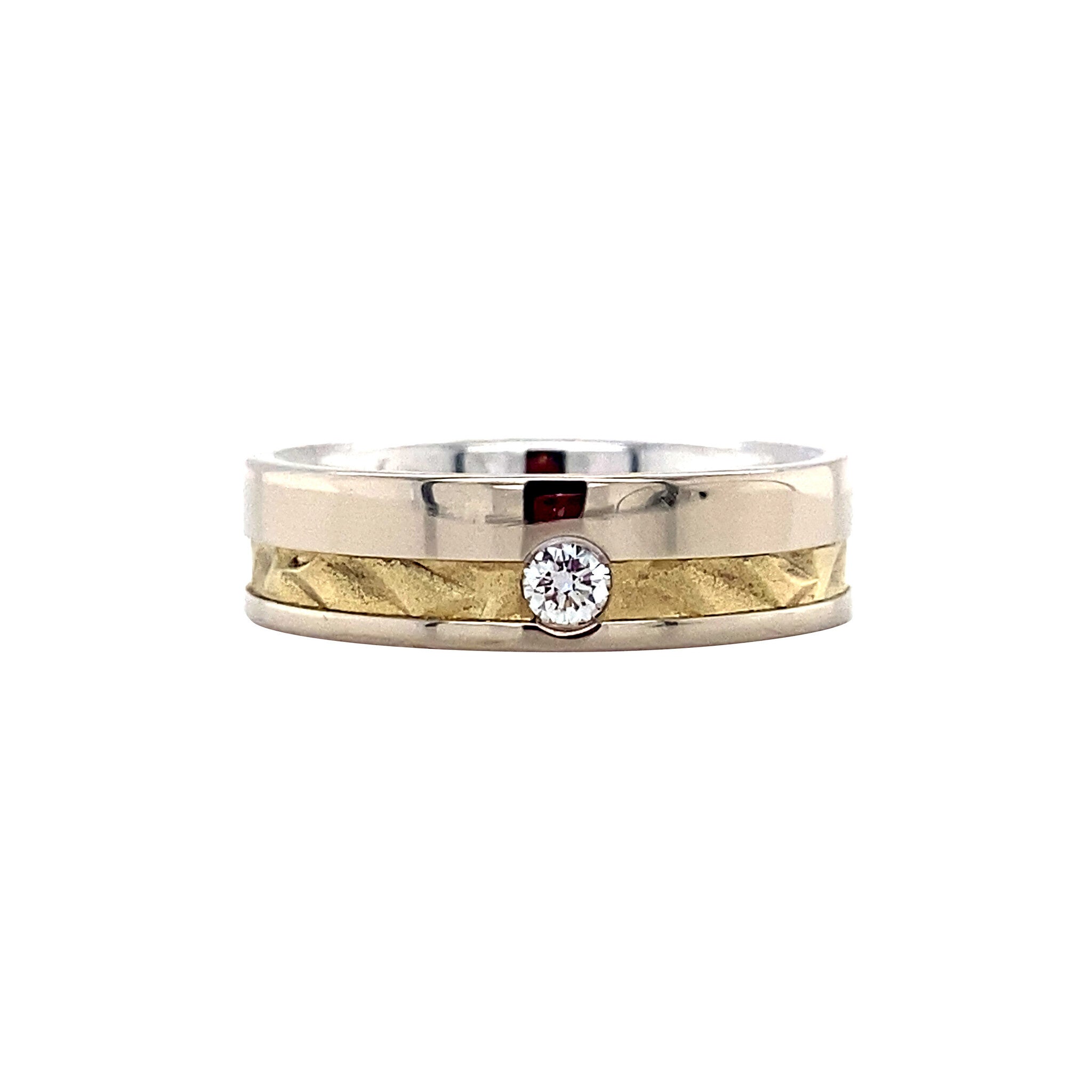 Gold wedding ring with diamond 14 kt