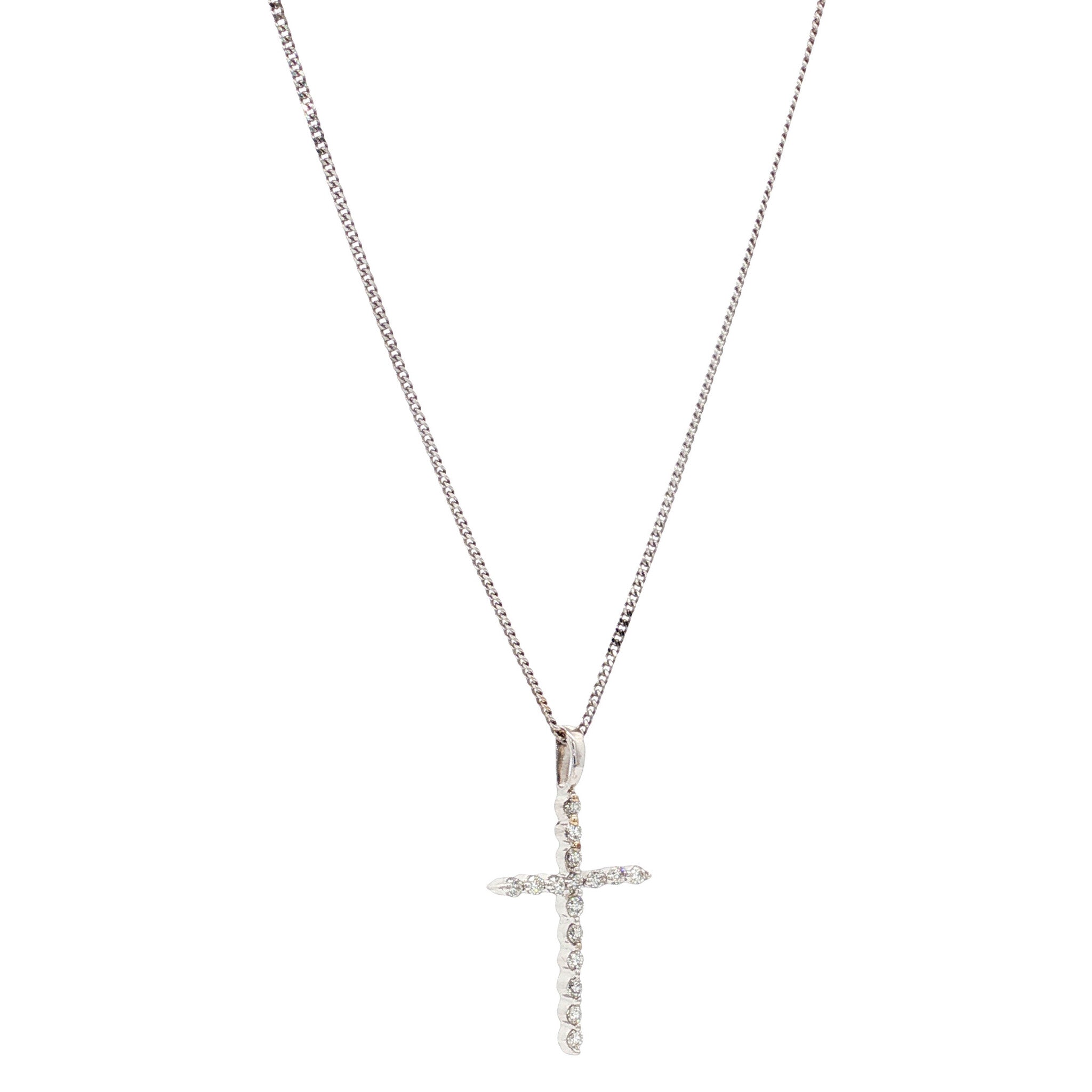 White gold necklace with cross pendant 40.5 cm 14 karat