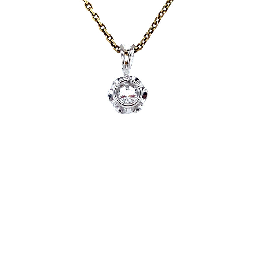 White gold solitaire pendant with diamond 14 karat