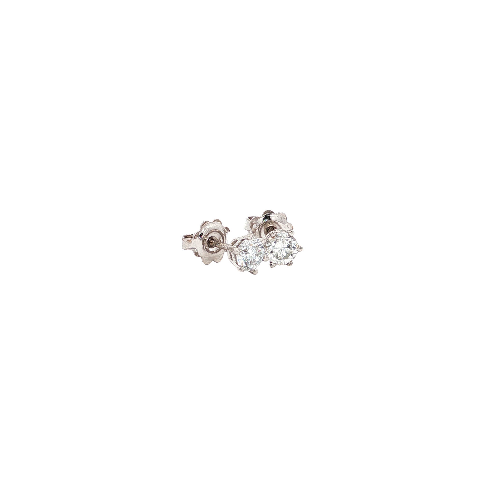 White gold solitaire stud earrings with diamond 14 karat* new