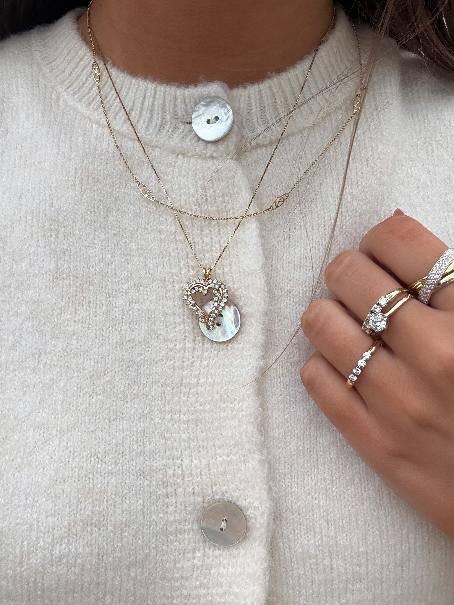 Golden heart pendant with diamond 18 kt