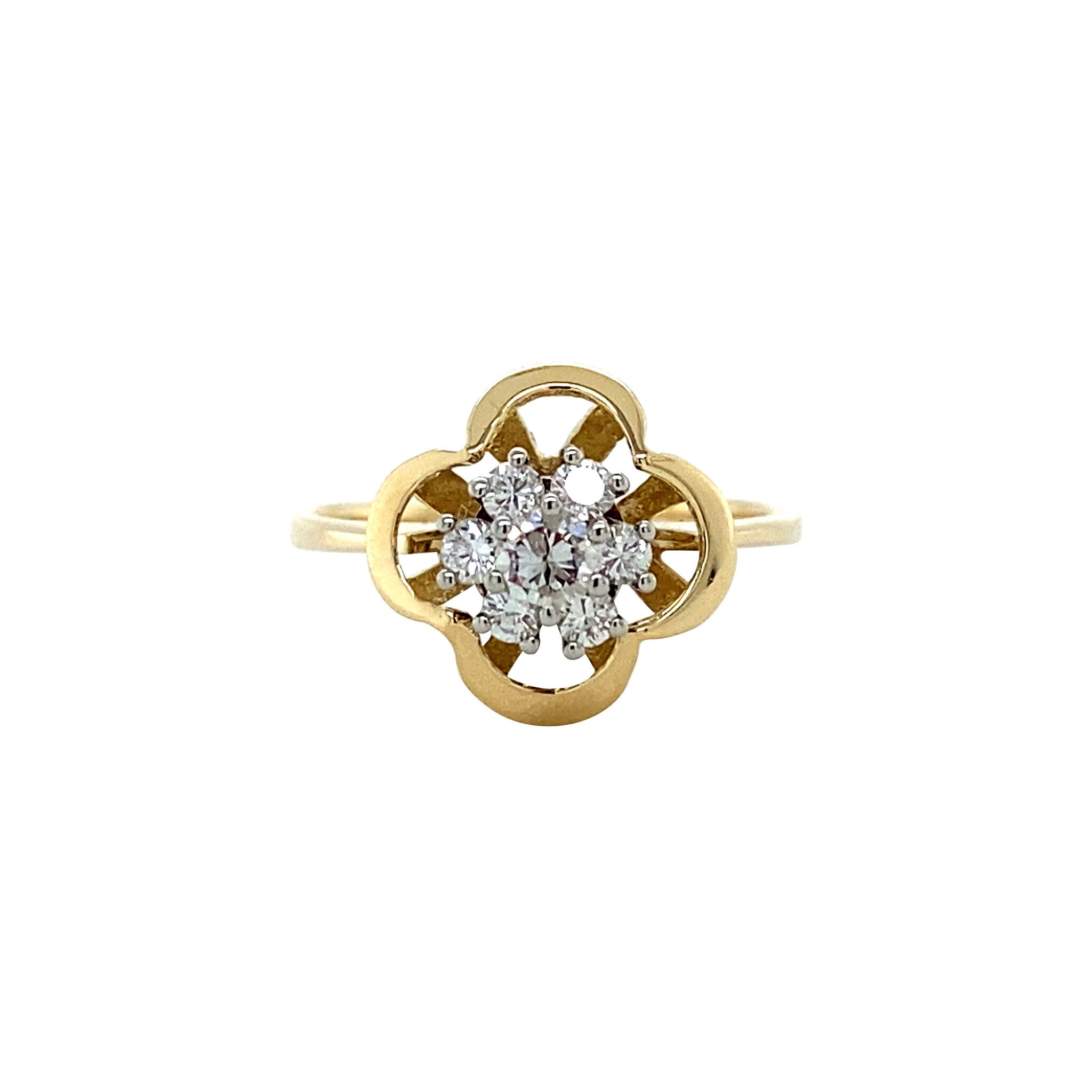 Gold entourage ring with diamond 14 karat