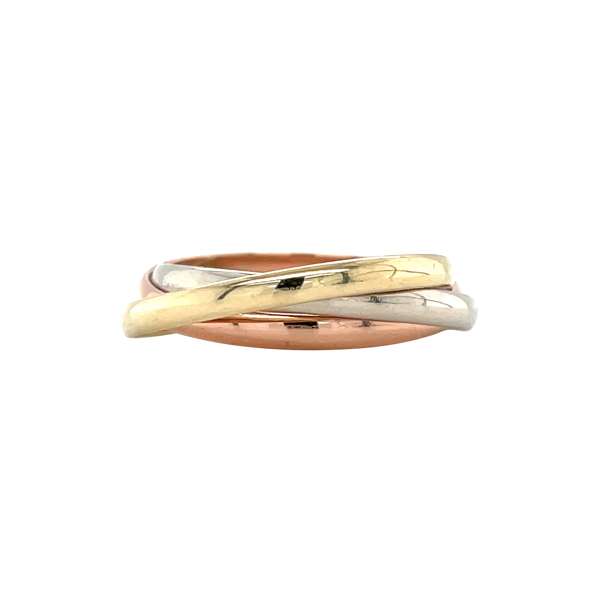 Tricolour gouden trinity ring 14 karaat