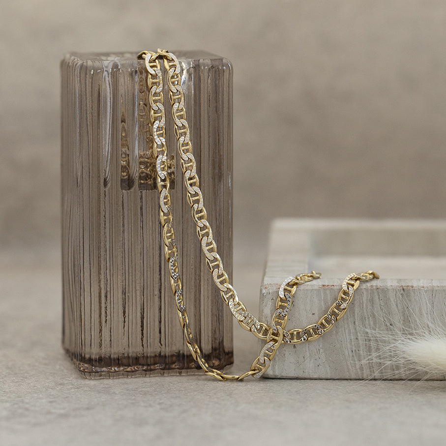 Golden double anchor necklace 51.5 cm 14 karat