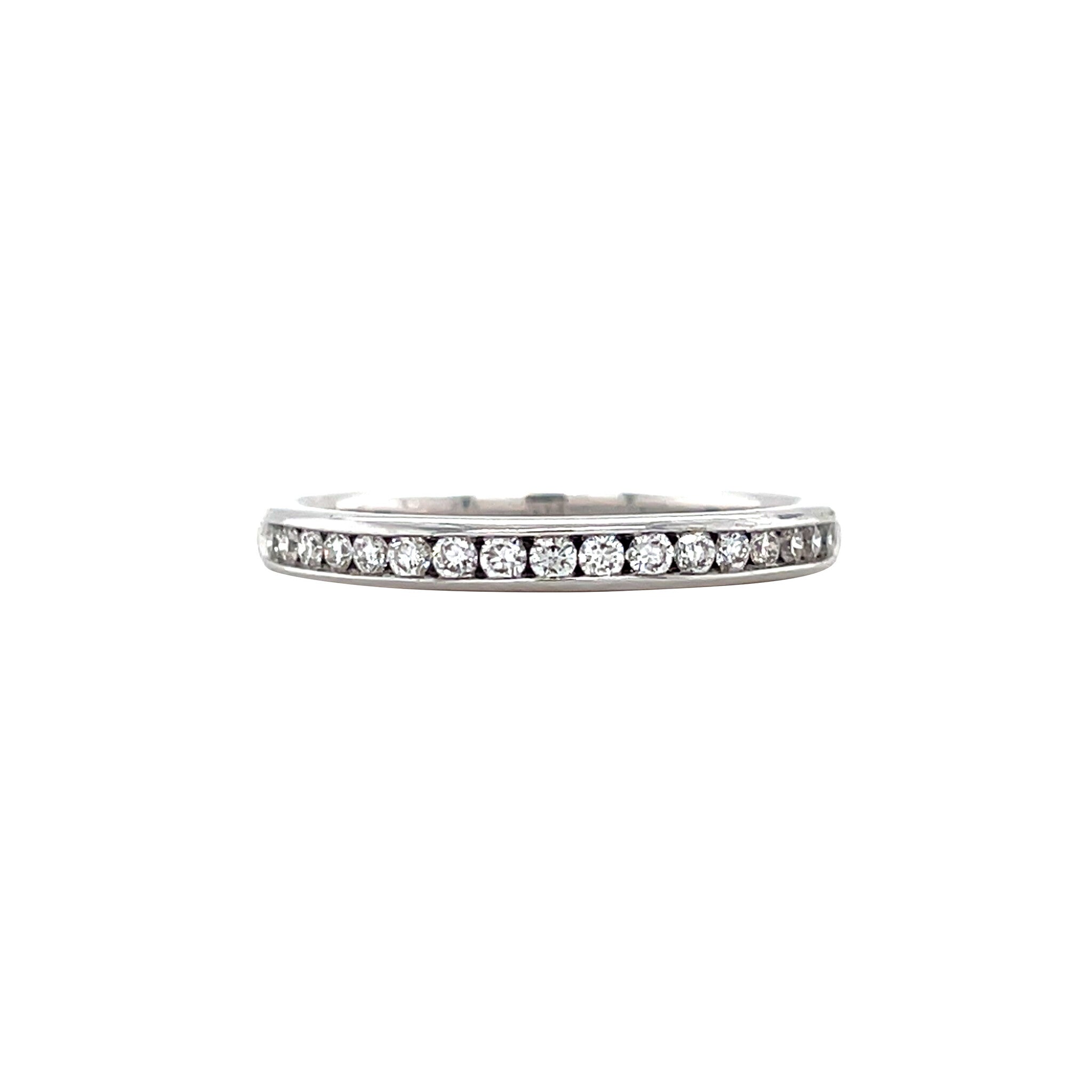 White gold rail ring with diamond 14 kt