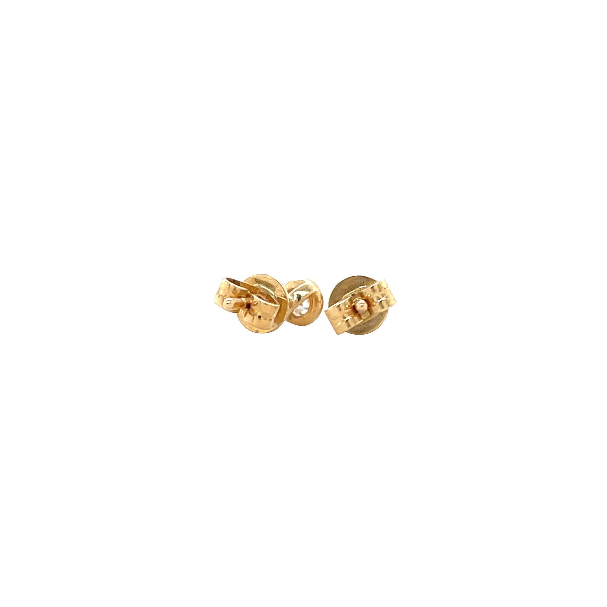Yellow gold solitaire stud earrings with diamond 14 kt