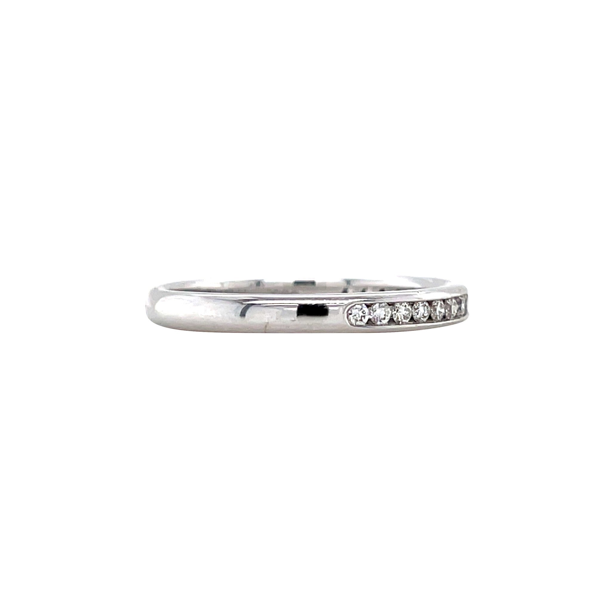 White gold rail ring with diamond 14 kt