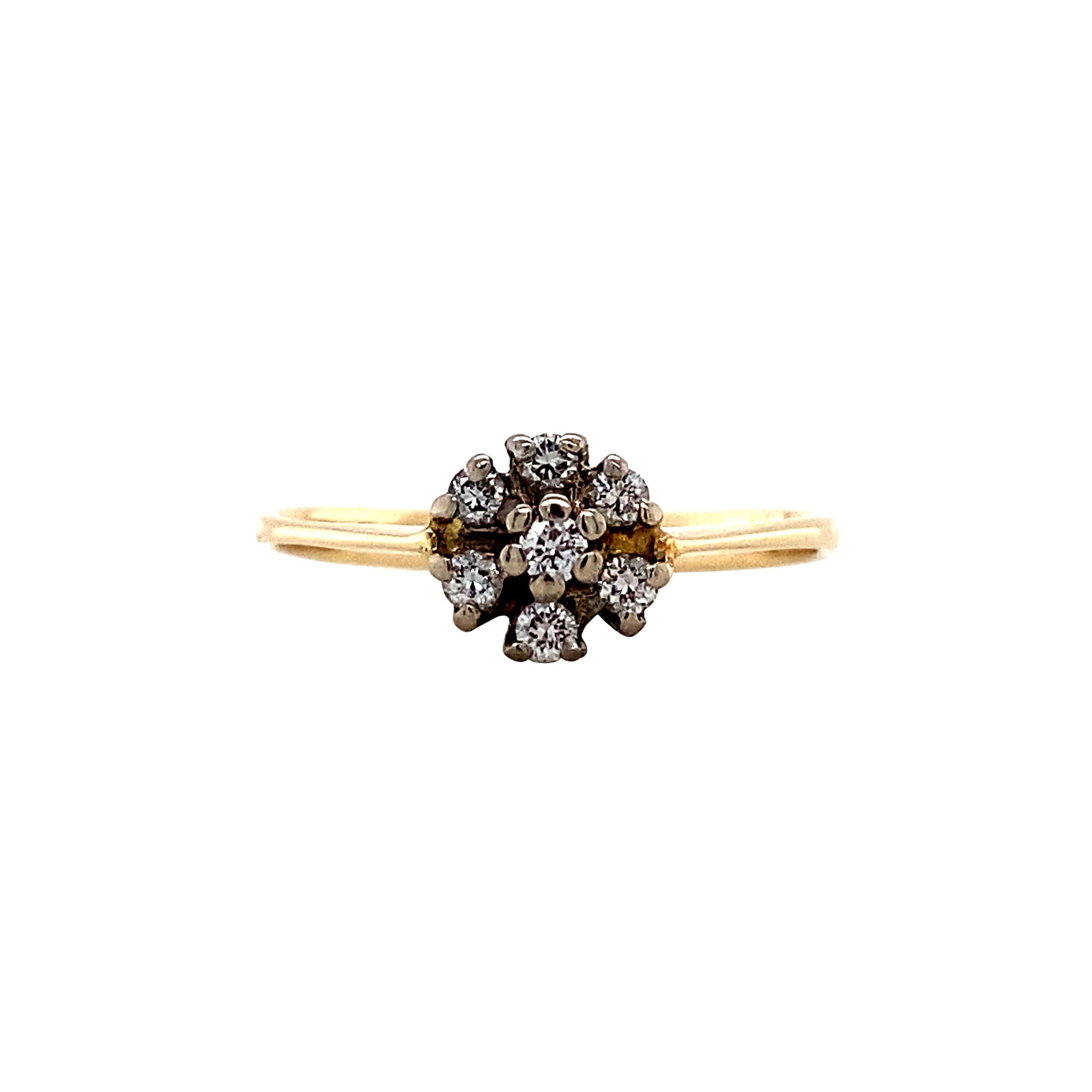 Gold entourage ring with diamond 14 karat