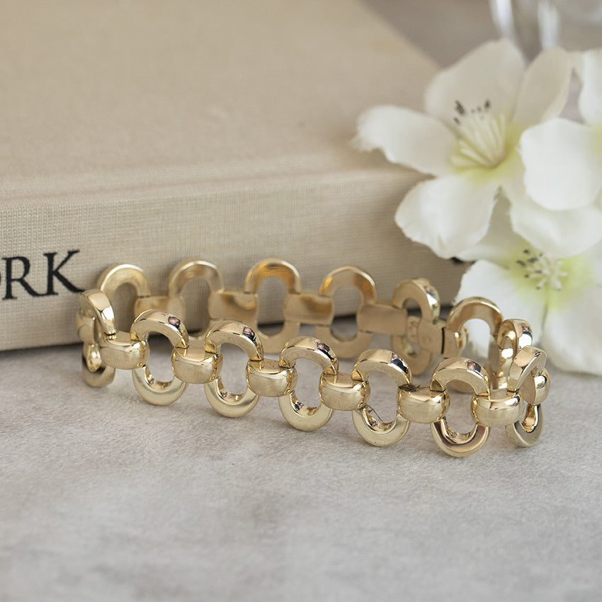 Gold fantasy bracelet 18.5 cm 14 karat