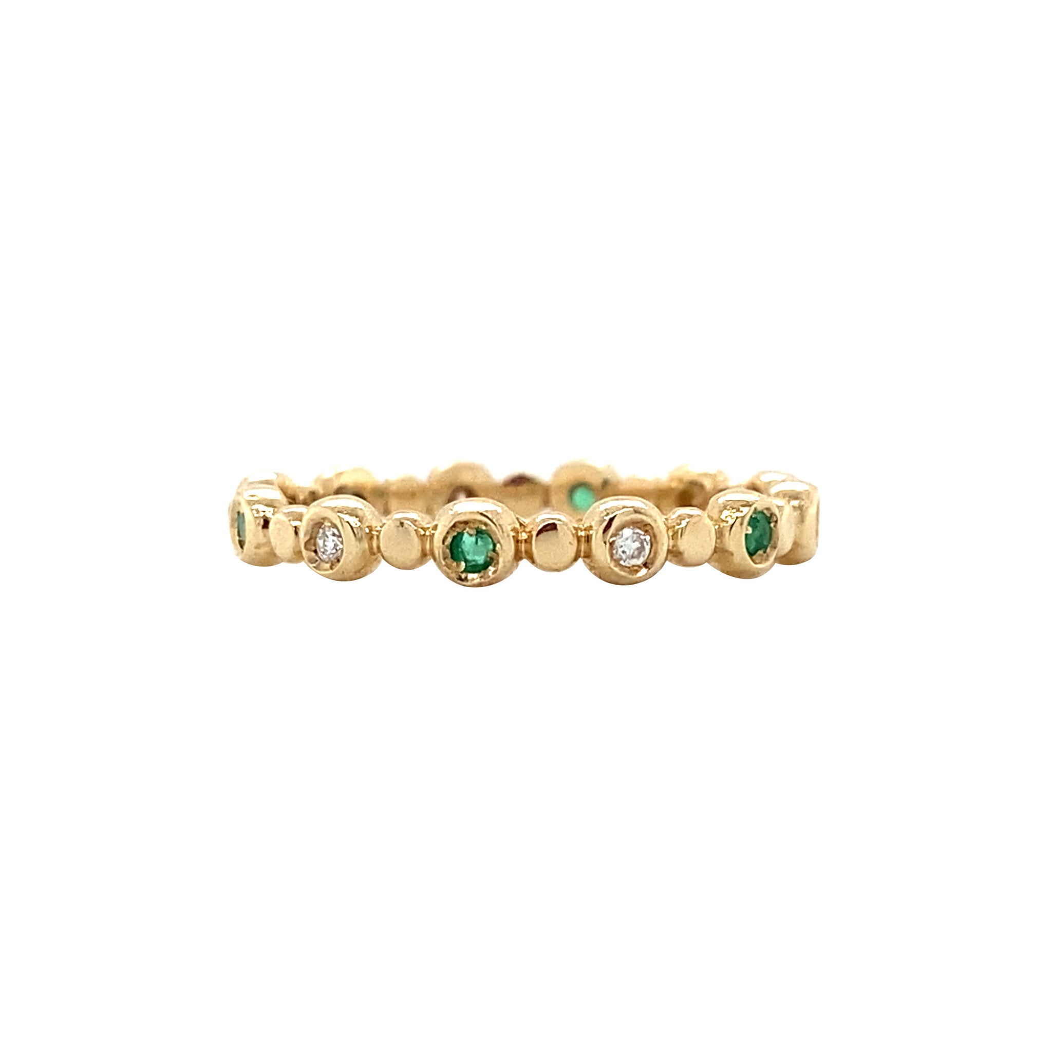Golden ring with emerald and diamond 14 kt*new