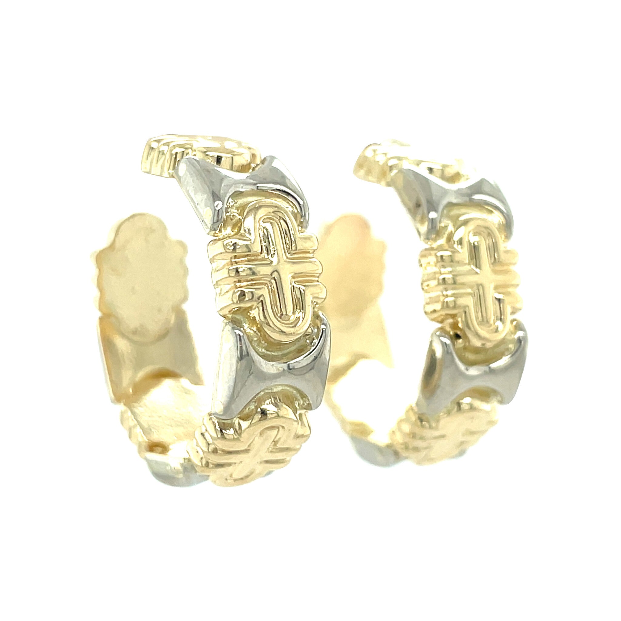 Gold stud earrings bicolour 14 karat