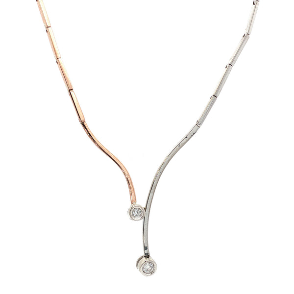 Bicolour choker met diamant 48 cm 14 karaat