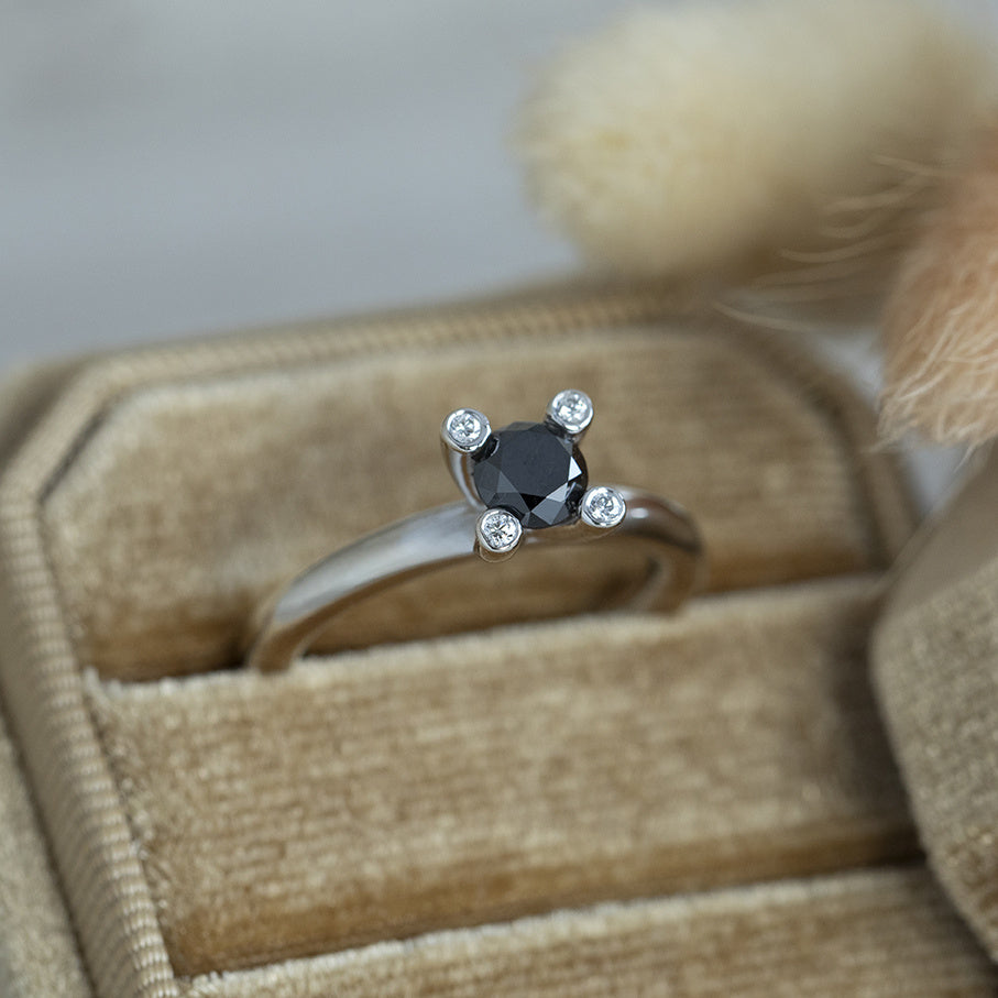 White gold ring with diamond by Bron Jewelry 14 karat