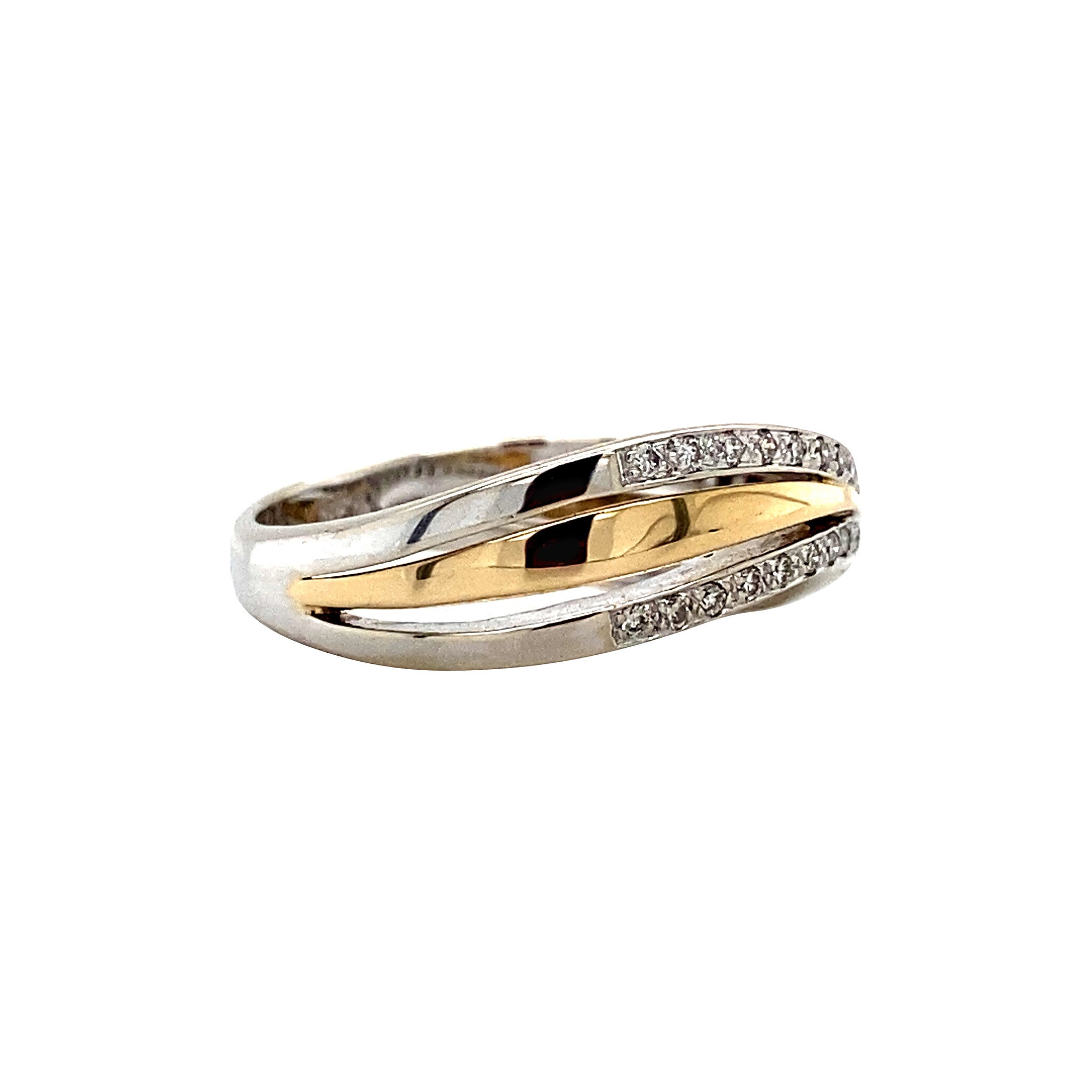 Bicolour gold ring with diamond 14 kt