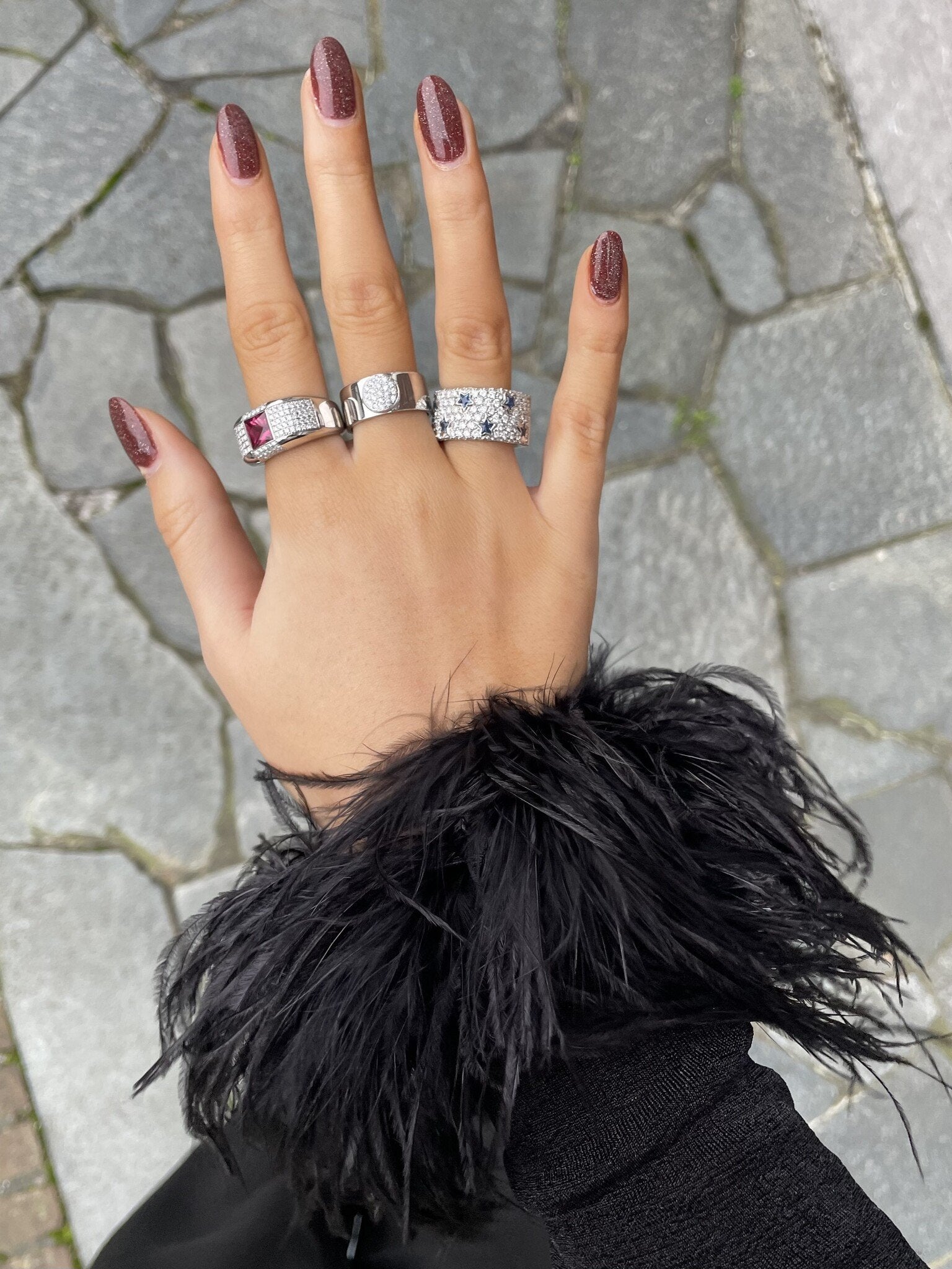 White gold ring with zirconia 18 karat