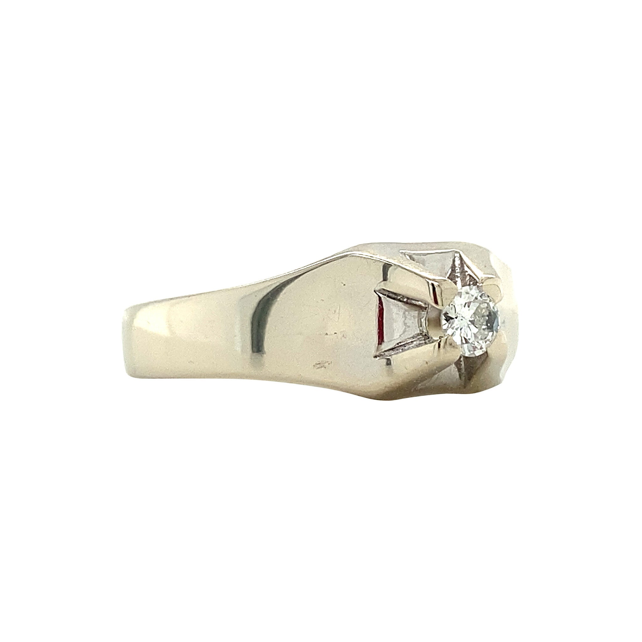White gold ring with diamond 14 kt