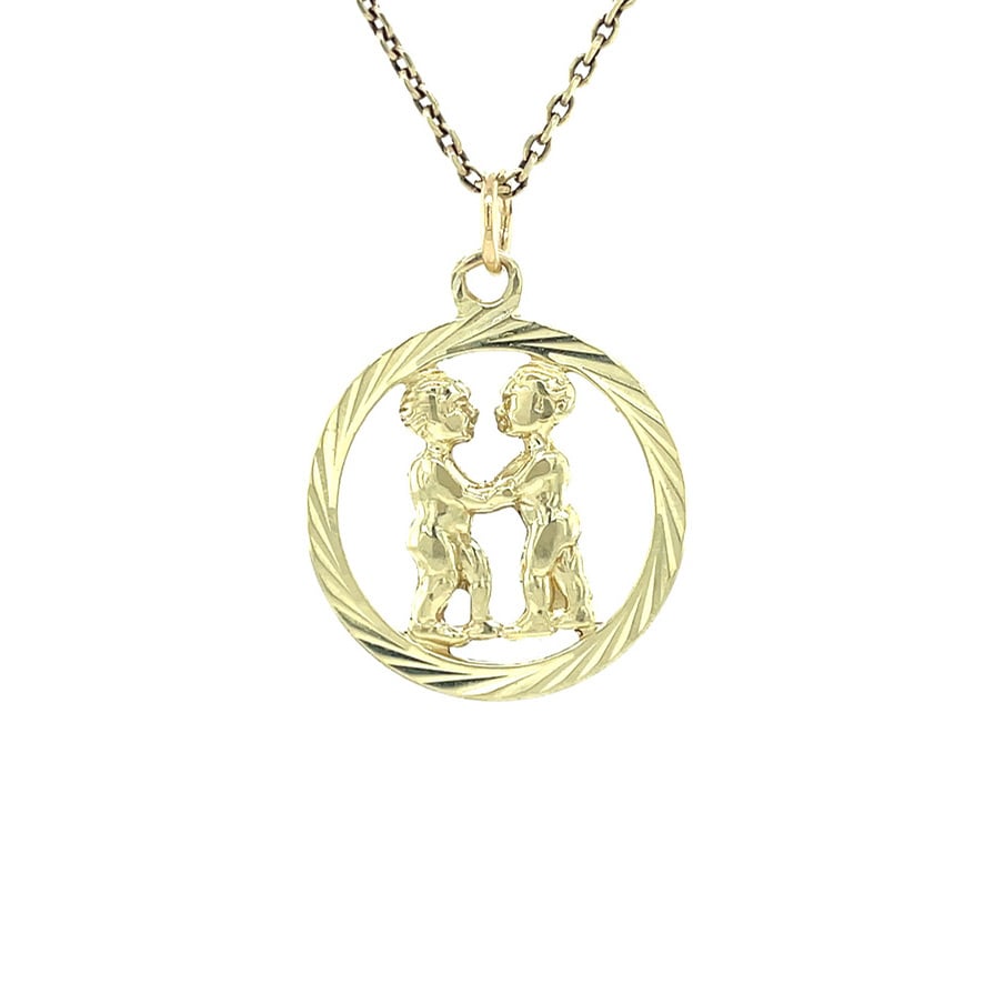 Gold pendant zodiac sign Gemini 14 karat