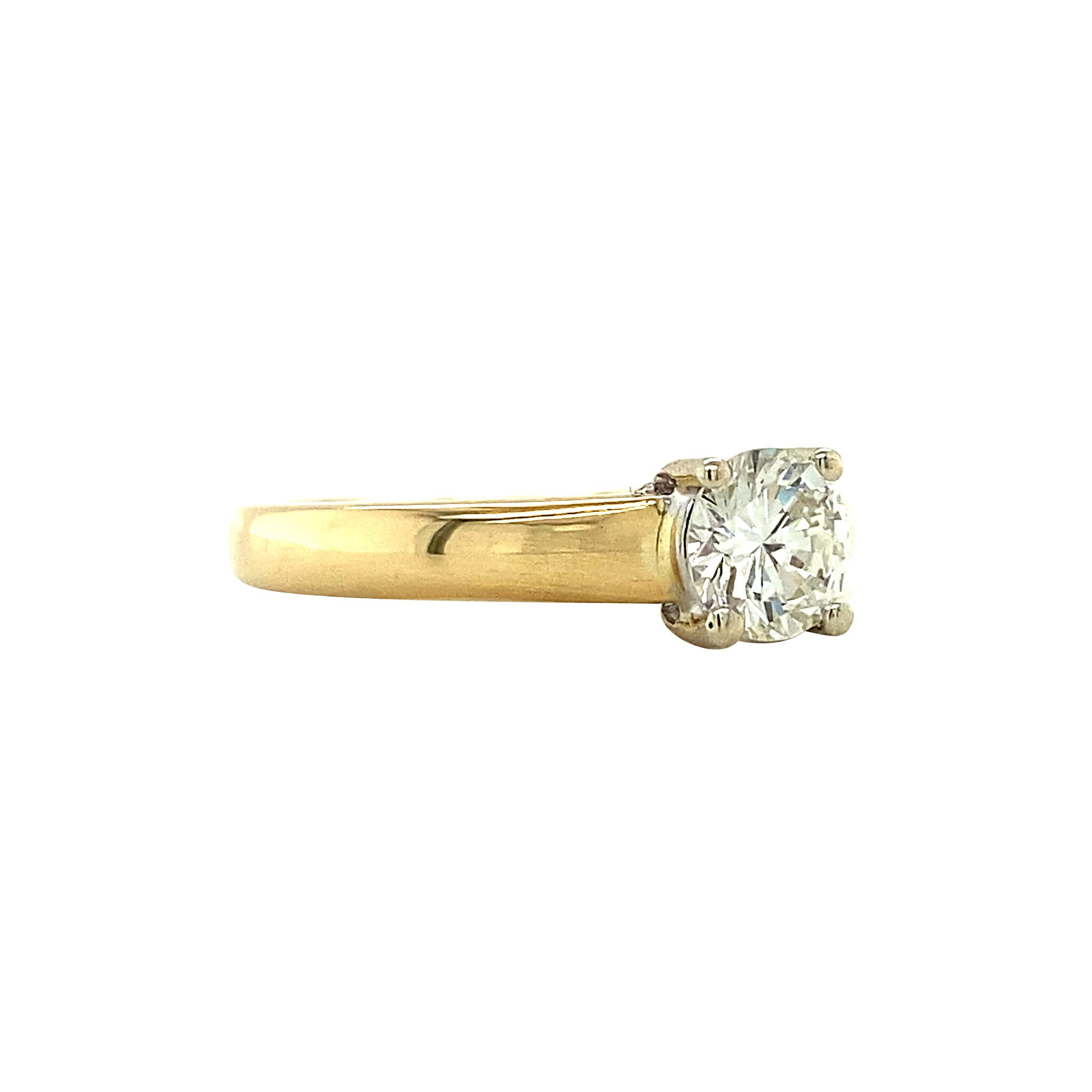 Gold solitaire ring with diamond 18 kt