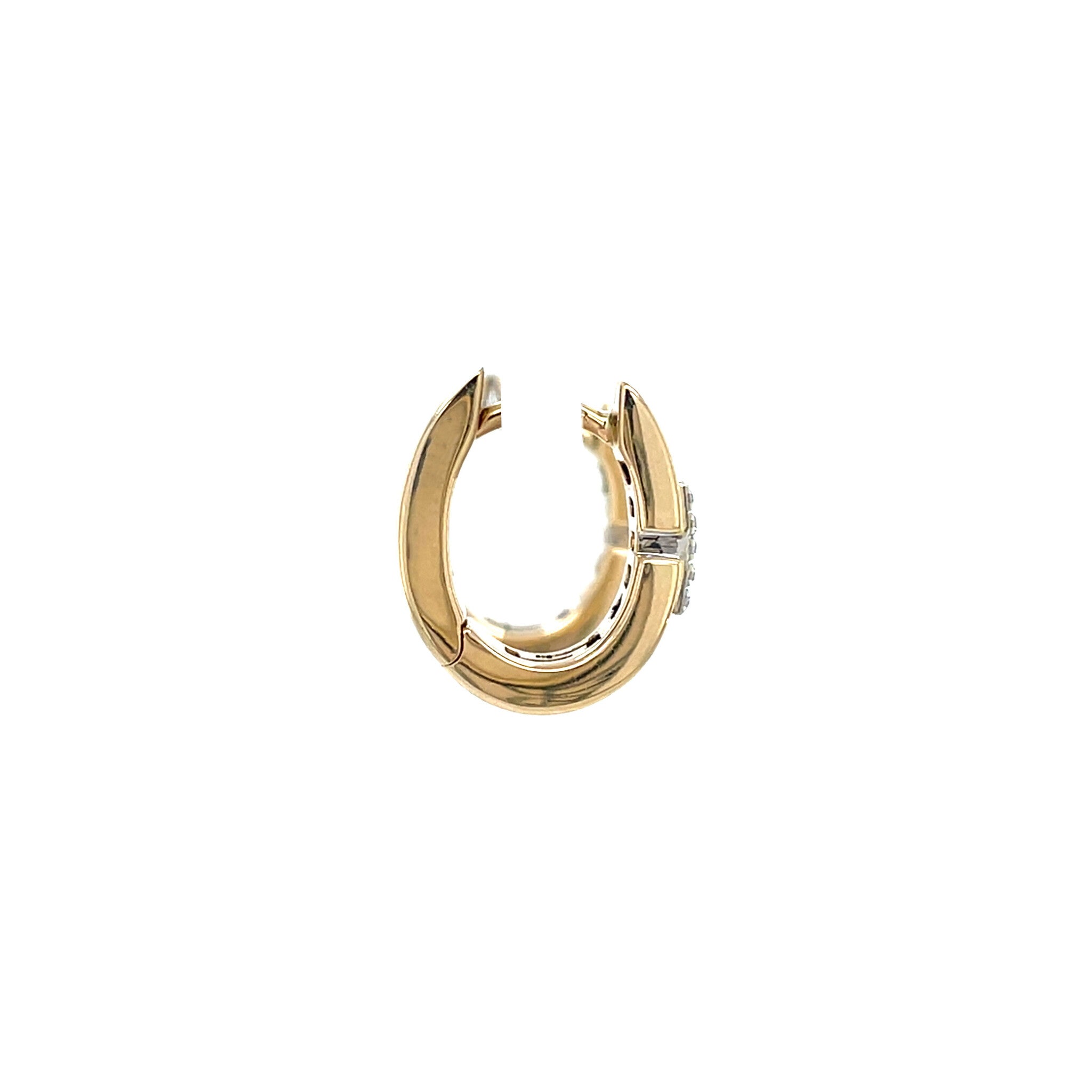Gold hinged hoop earrings with diamond 14 karat